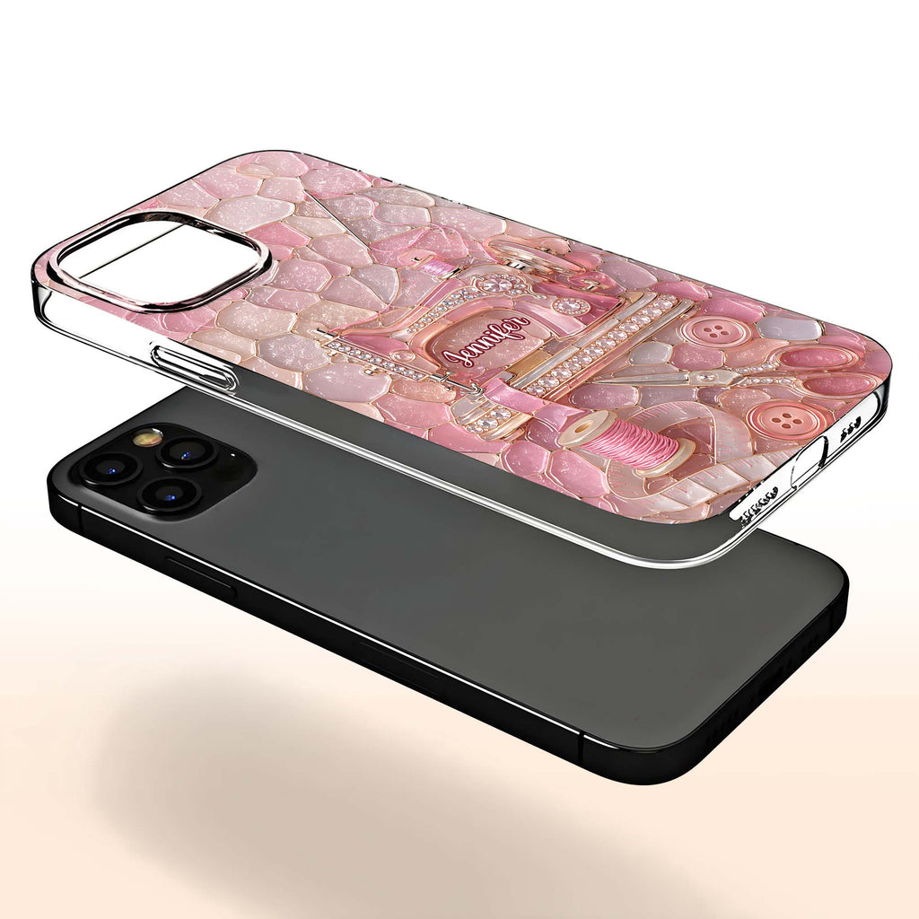 Personalized Clear Phone Case with Name for Sewing Lovers Clear Phone Case GradoCreations