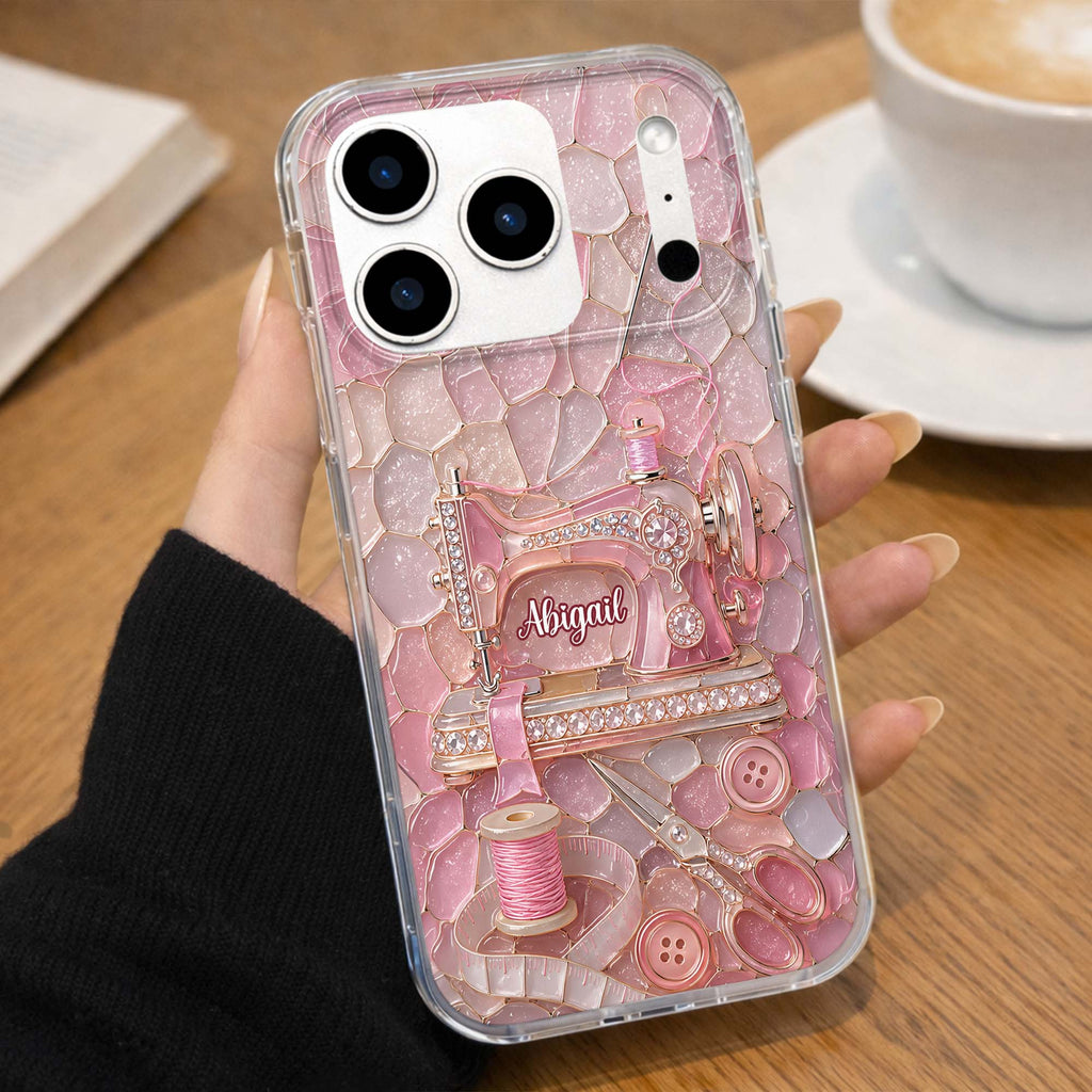 Personalized Clear Phone Case with Name for Sewing Lovers Clear Phone Case GradoCreations