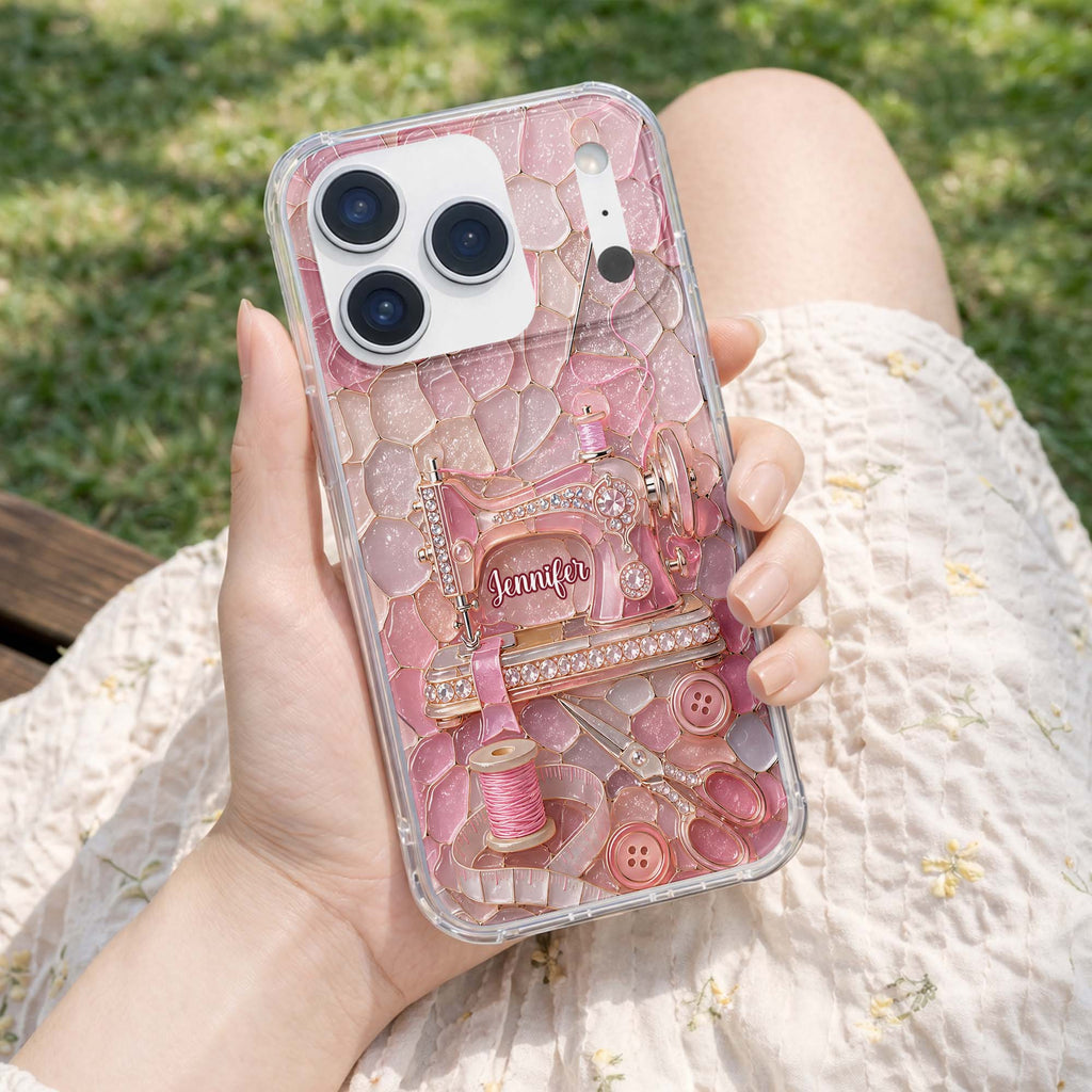 Personalized Clear Phone Case with Name for Sewing Lovers Clear Phone Case GradoCreations