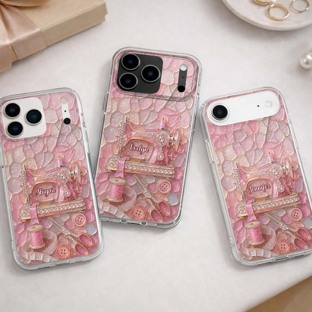 Personalized Clear Phone Case with Name for Sewing Lovers Clear Phone Case GradoCreations