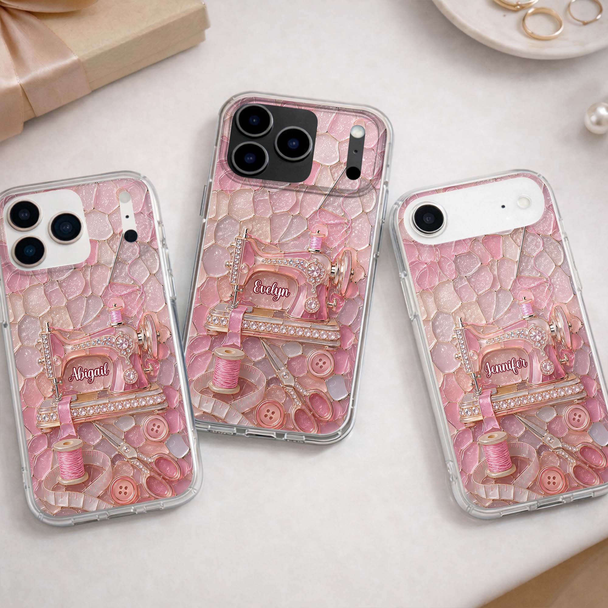 Personalized Clear Phone Case with Name for Sewing Lovers Clear Phone Case GradoCreations