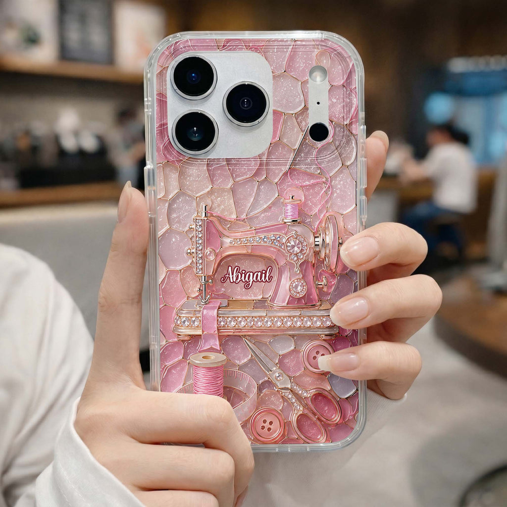 Personalized Clear Phone Case with Name for Sewing Lovers Clear Phone Case GradoCreations