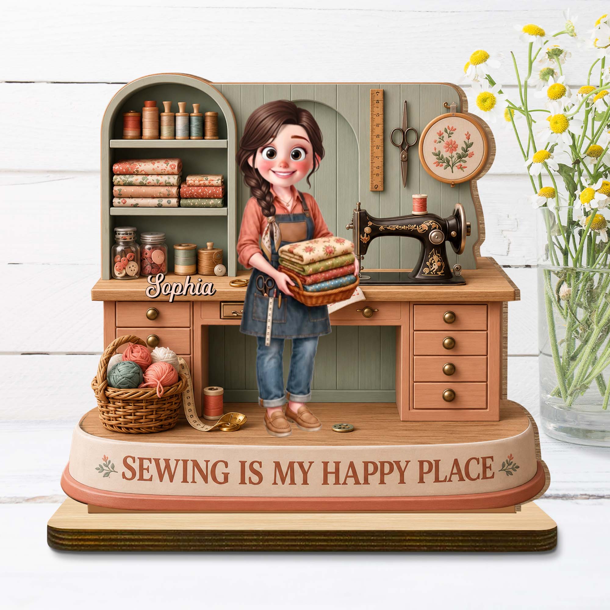 Personalized Wood Plaque Custom Sewing Machine Gift for Mom Wood Plaque GradoCreations