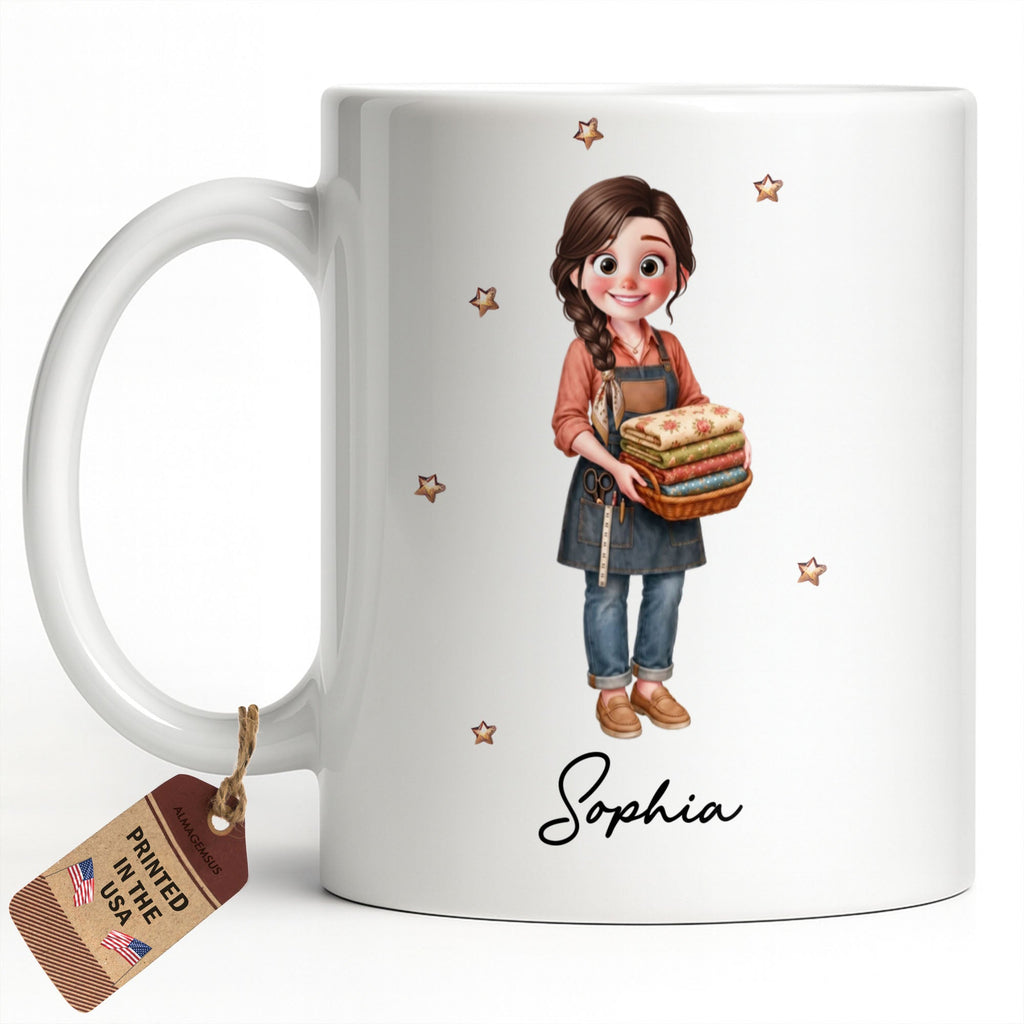 Personalized Creative Sewing Girl Coffee Mug Custom Gift for Her Edge-to-edge Mug GradoCreations