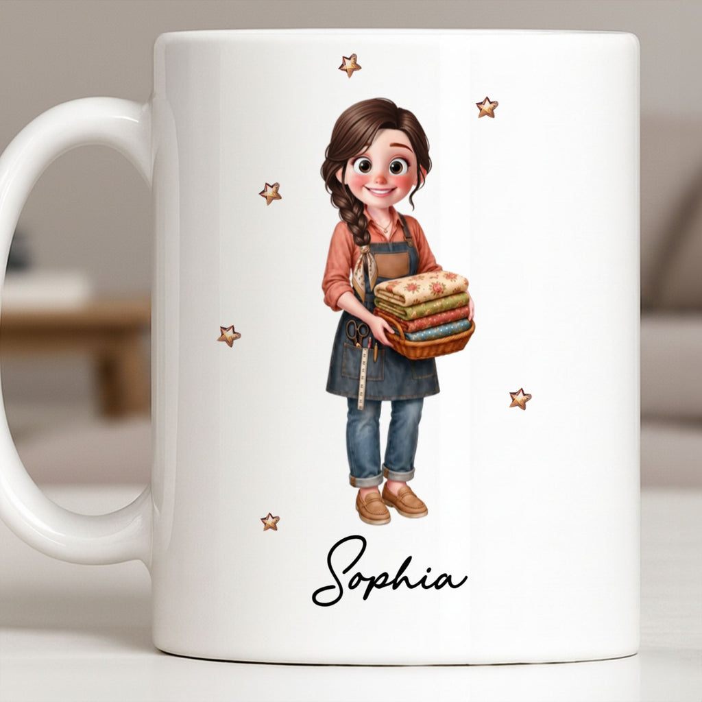Personalized Creative Sewing Girl Coffee Mug Custom Gift for Her Edge-to-edge Mug GradoCreations