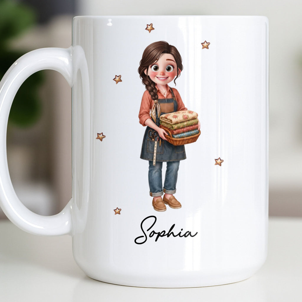 Personalized Creative Sewing Girl Coffee Mug Custom Gift for Her Edge-to-edge Mug GradoCreations