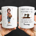 Personalized Creative Sewing Girl Coffee Mug Custom Gift for Her Edge-to-edge Mug GradoCreations