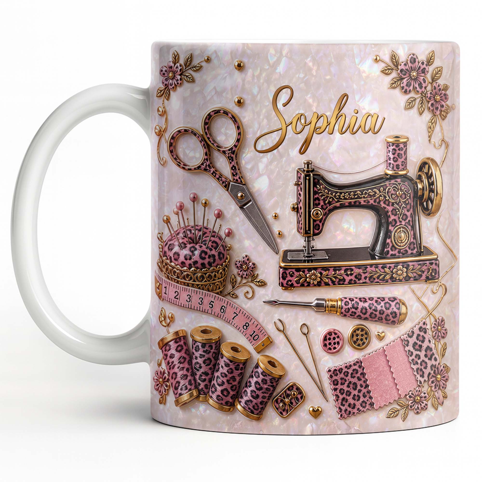 Personalized Leopard Print Coffee Mug Custom Name Gift for Mom Edge-to-edge Mug GradoCreations