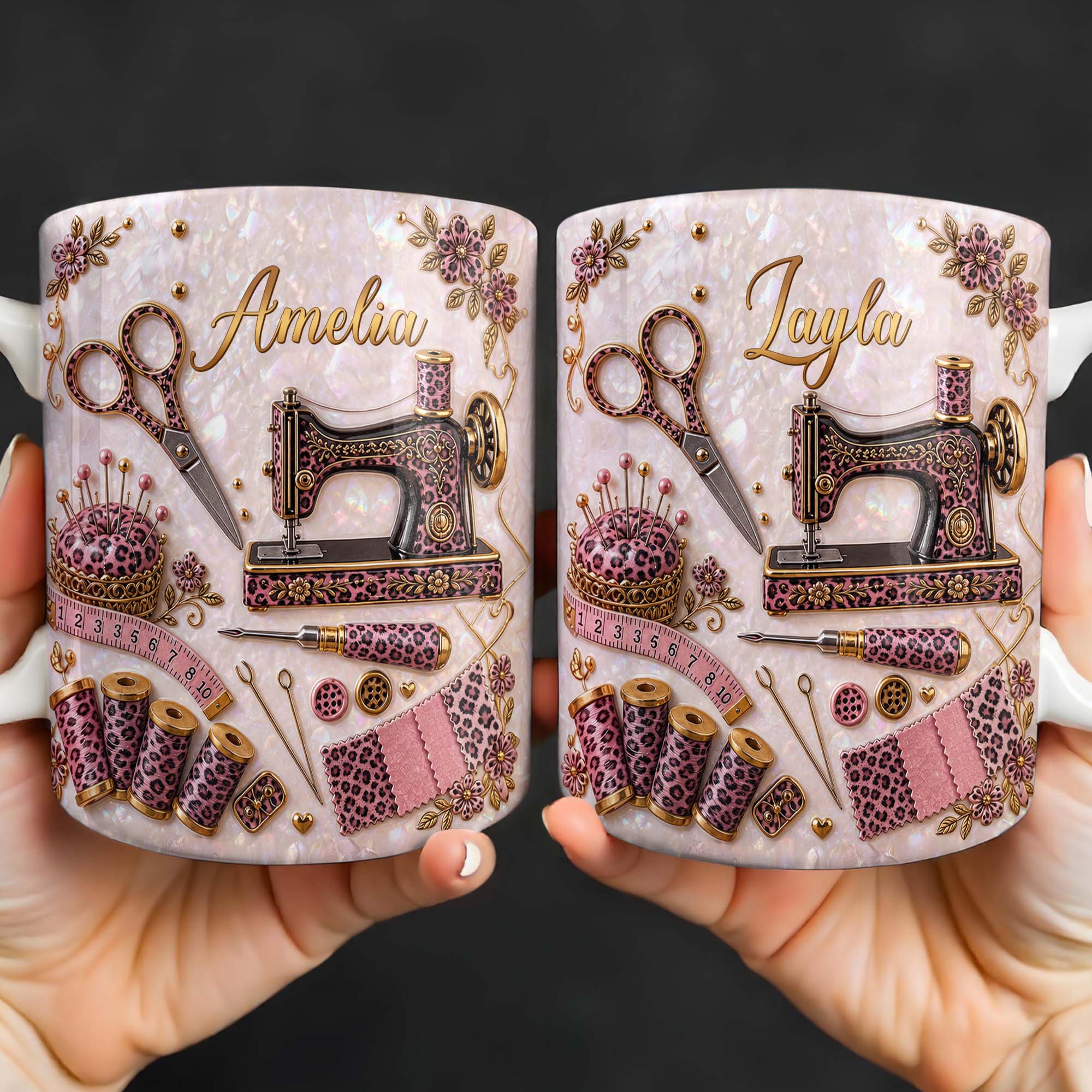 Personalized Leopard Print Coffee Mug Custom Name Gift for Mom Edge-to-edge Mug GradoCreations