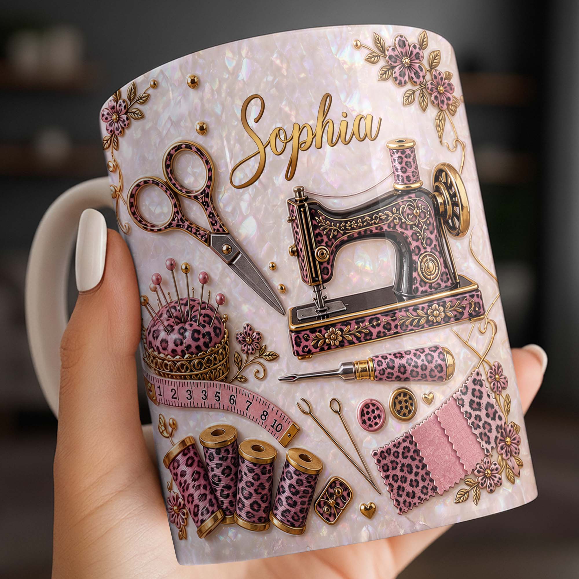 Personalized Leopard Print Coffee Mug Custom Name Gift for Mom Edge-to-edge Mug GradoCreations