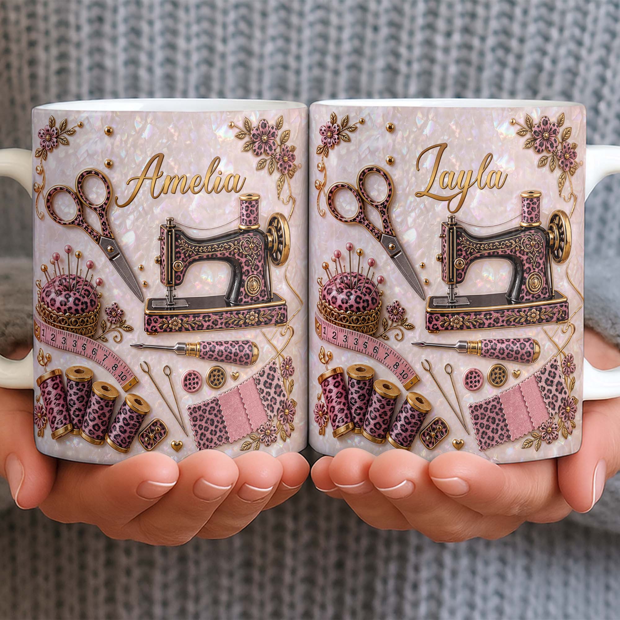 Personalized Leopard Print Coffee Mug Custom Name Gift for Mom Edge-to-edge Mug GradoCreations