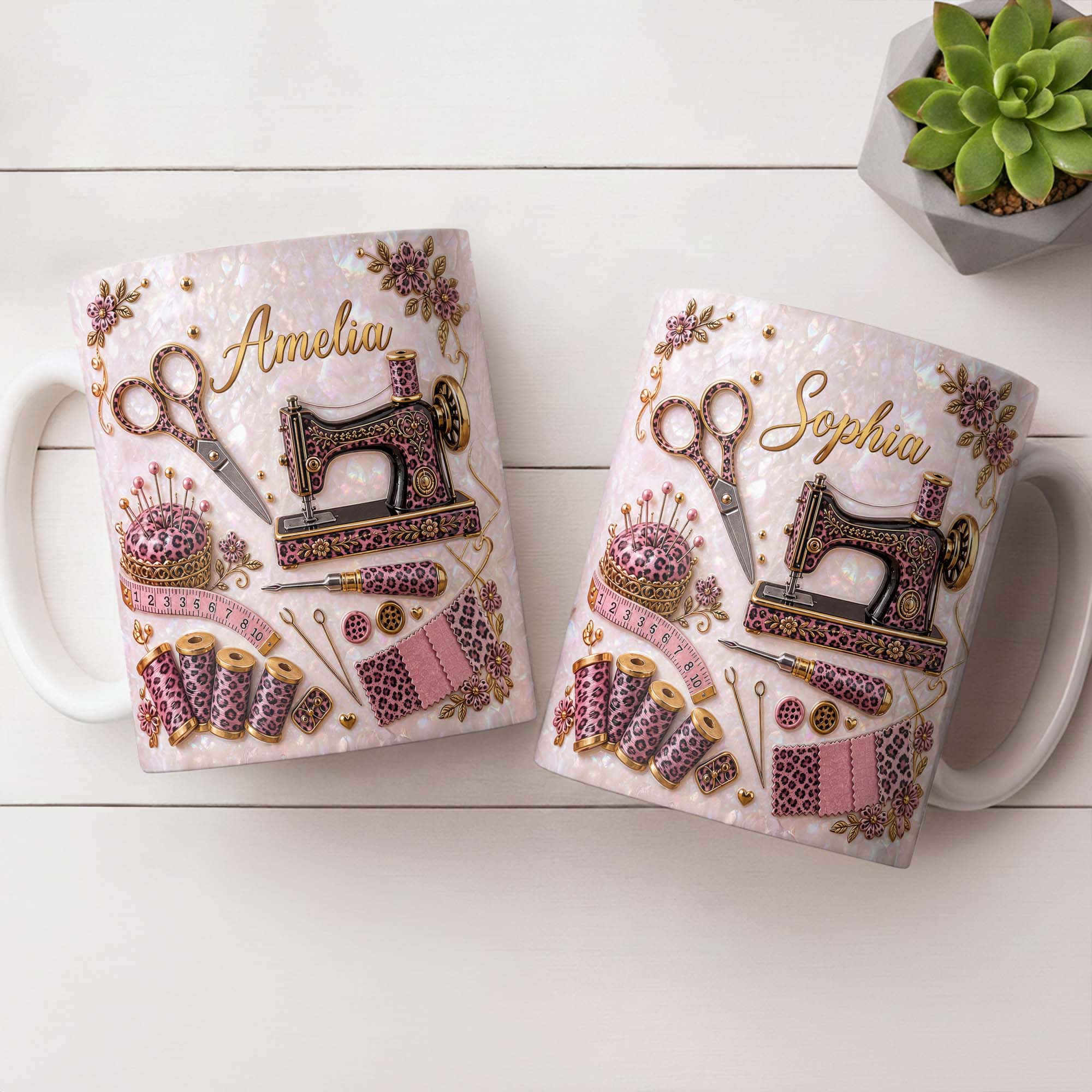 Personalized Leopard Print Coffee Mug Custom Name Gift for Mom Edge-to-edge Mug GradoCreations