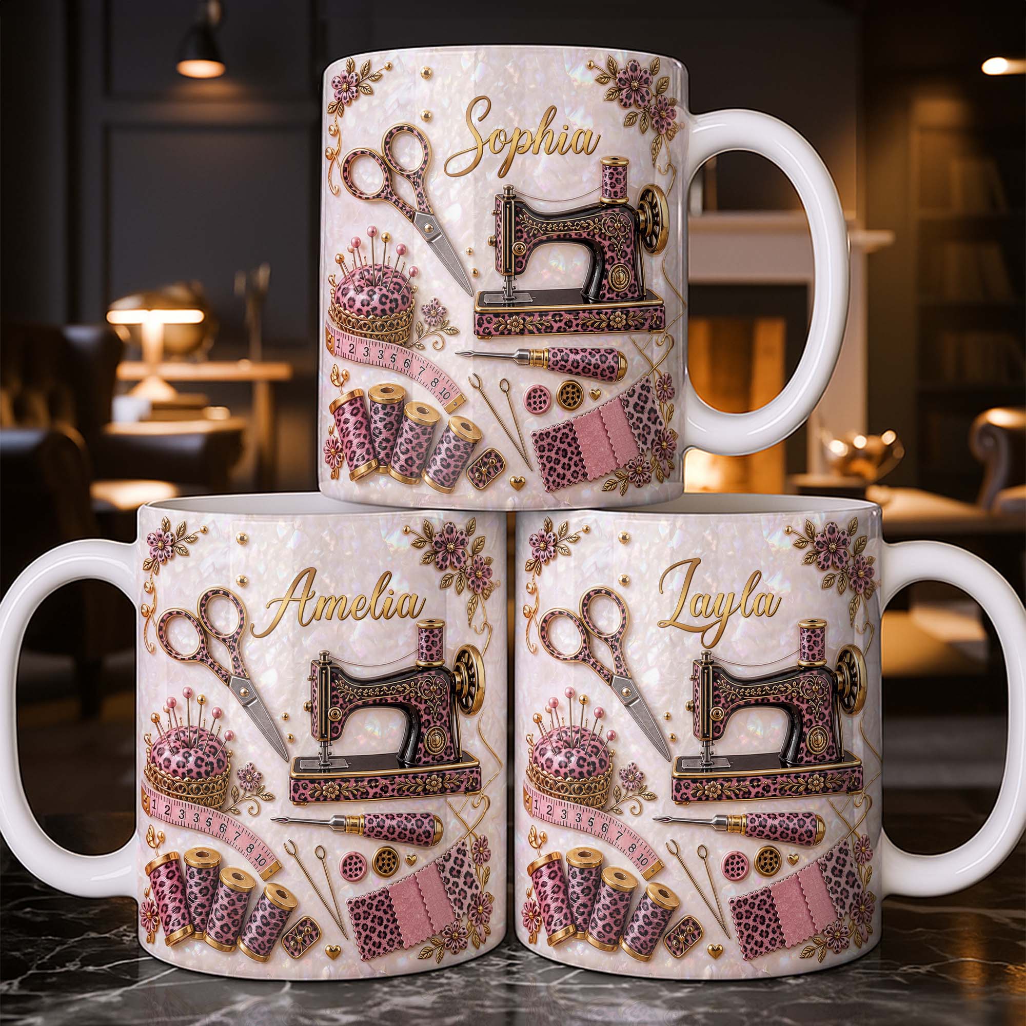 Personalized Leopard Print Coffee Mug Custom Name Gift for Mom Edge-to-edge Mug GradoCreations