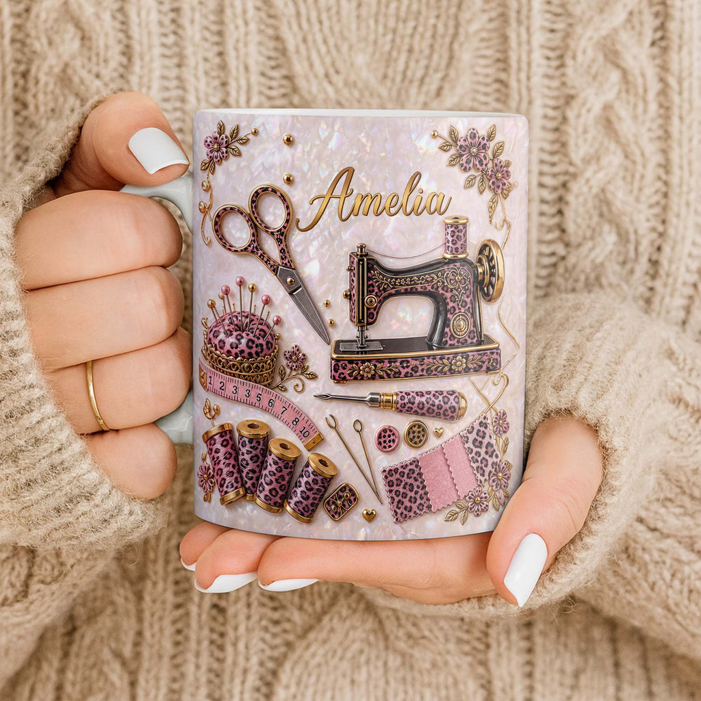 Personalized Leopard Print Coffee Mug Custom Name Gift for Mom Edge-to-edge Mug GradoCreations