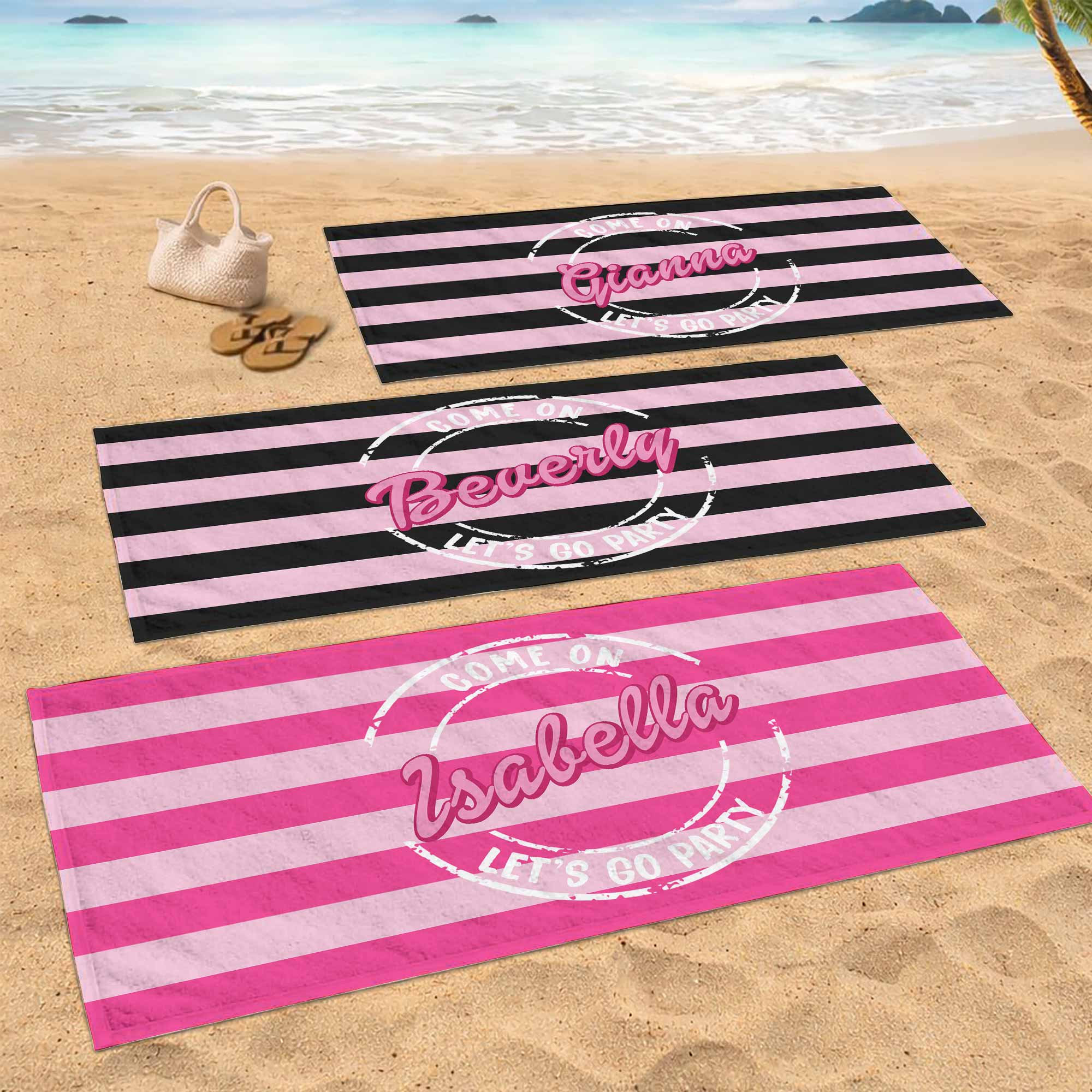 Personalized Microfiber Beach Towel Custom Name Gift for Her Beach Towels GradoCreations