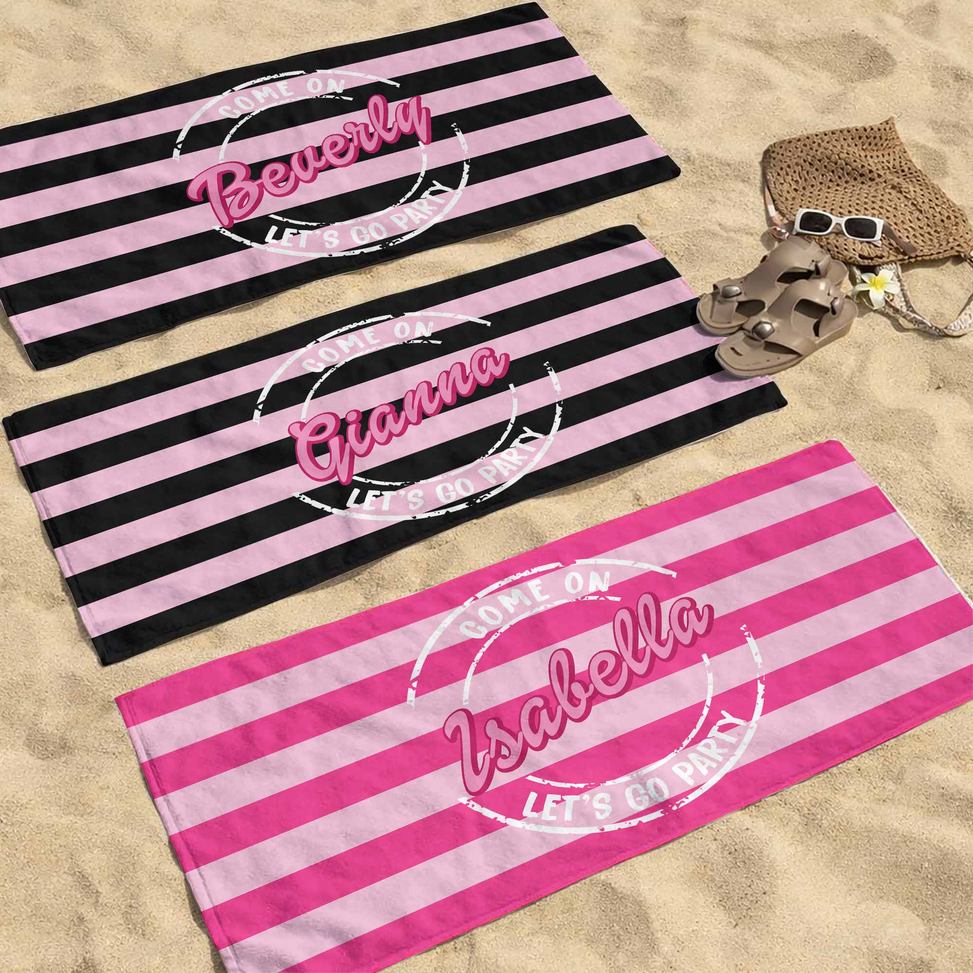 Personalized Microfiber Beach Towel Custom Name Gift for Her Beach Towels GradoCreations
