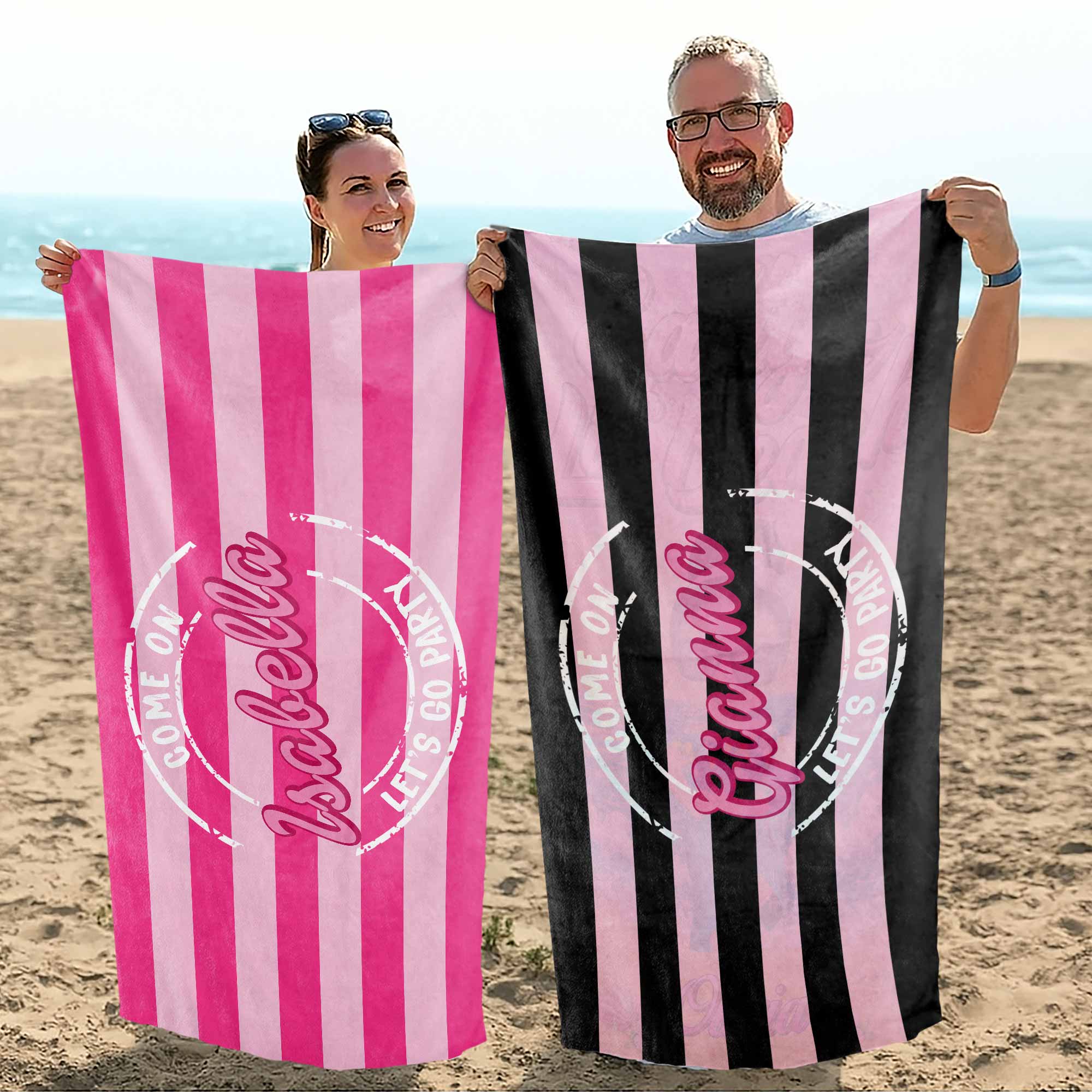 Personalized Microfiber Beach Towel Custom Name Gift for Her Beach Towels GradoCreations