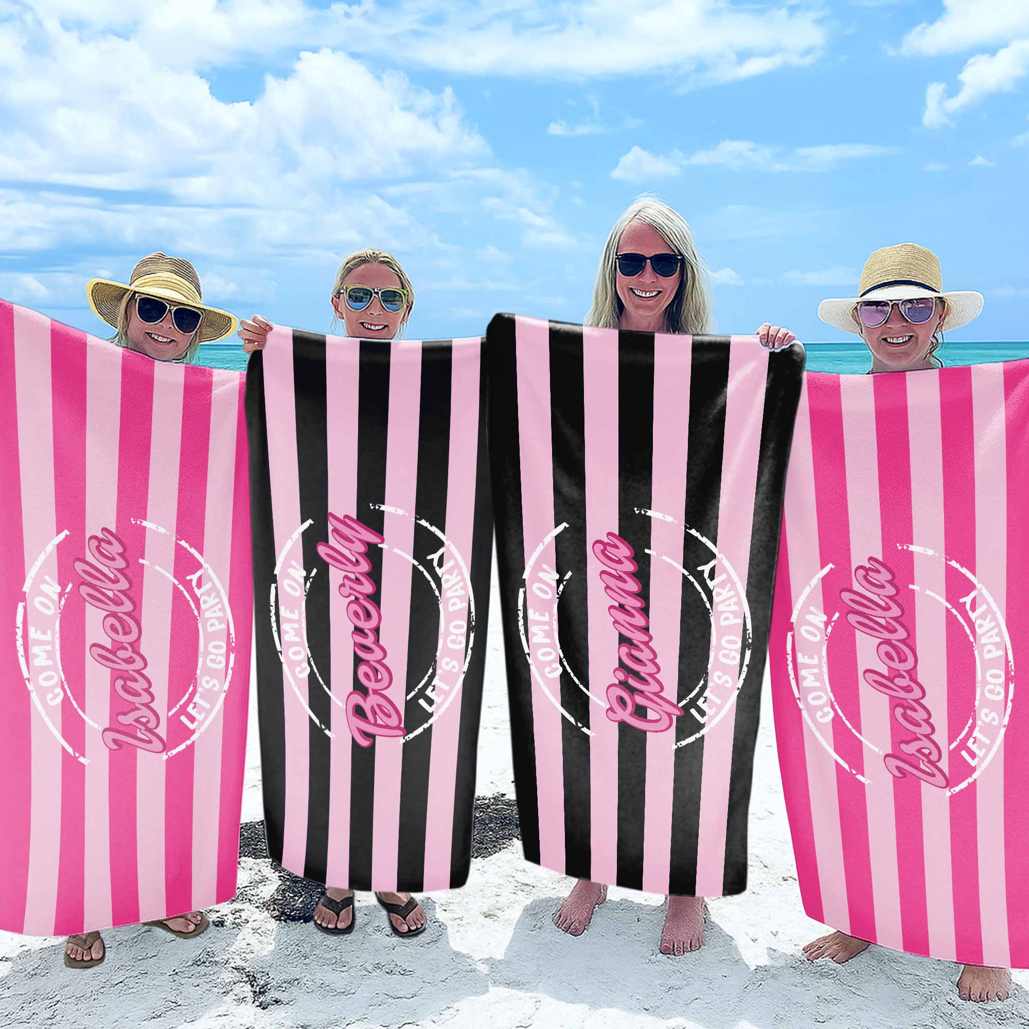 Personalized Microfiber Beach Towel Custom Name Gift for Her Beach Towels GradoCreations