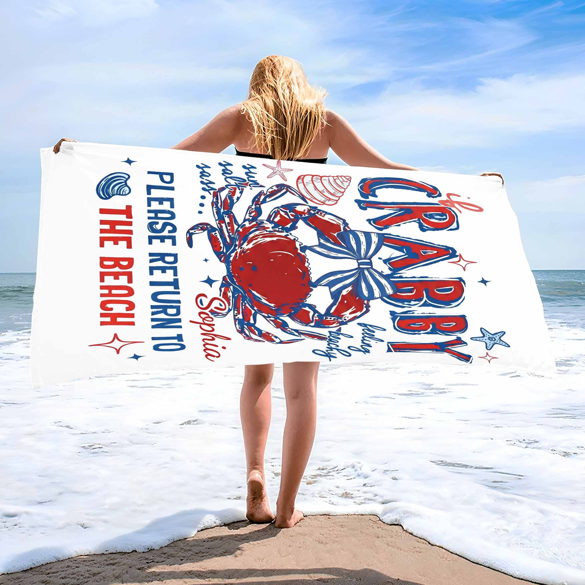 Personalized Microfiber Beach Towel Custom Name Gift for Her Beach Towels GradoCreations
