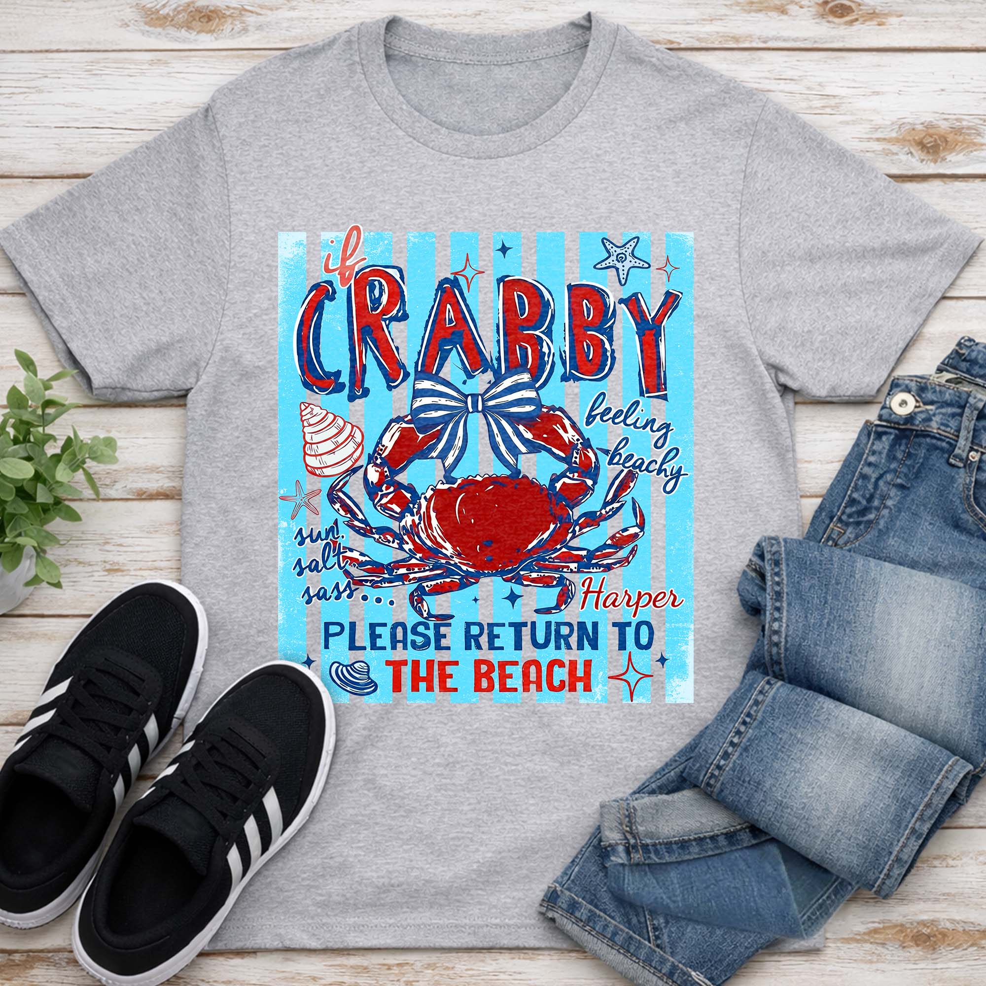Personalized Beachy Crab T-Shirt Custom Gift for Her Shirt GradoCreations
