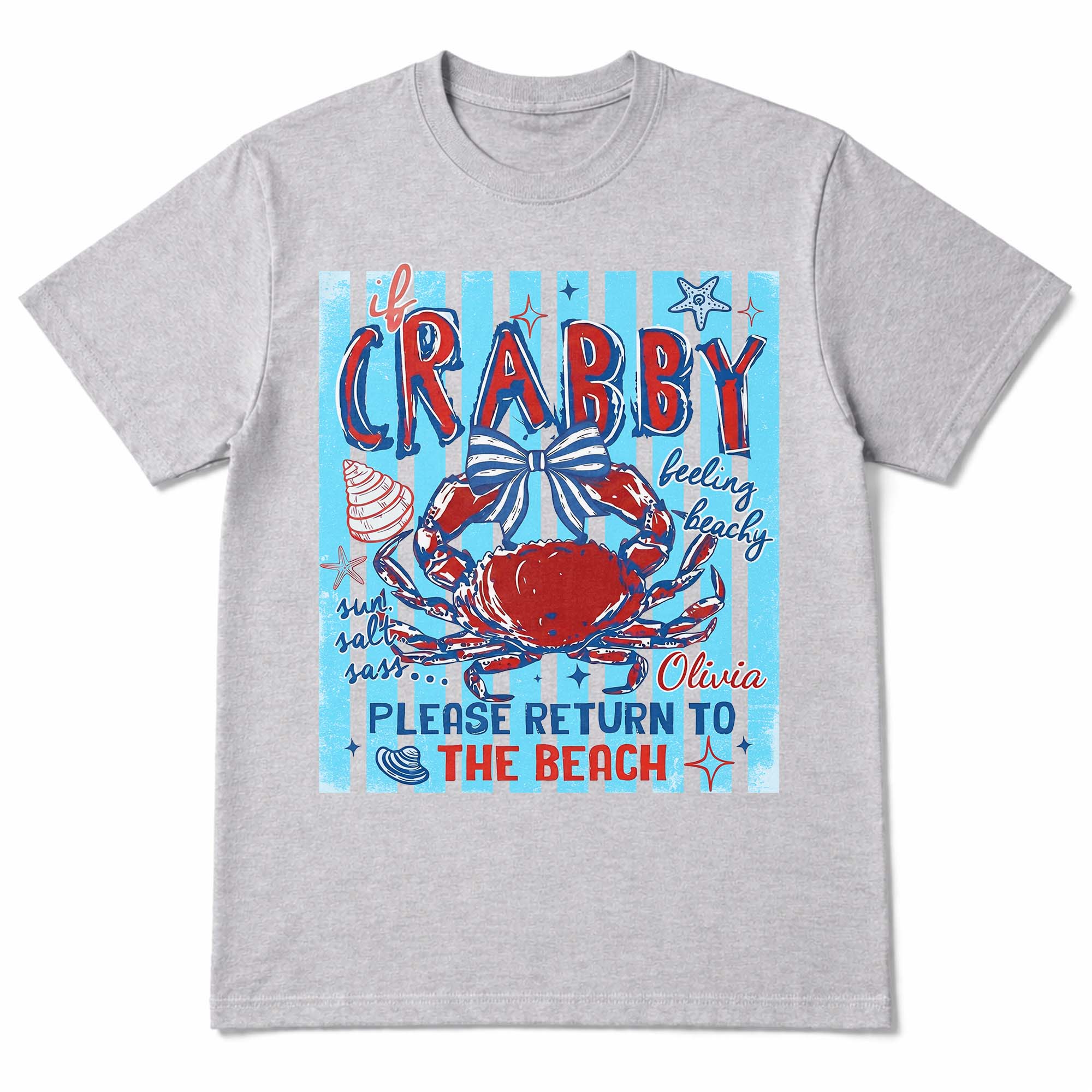 Personalized Beachy Crab T-Shirt Custom Gift for Her Shirt GradoCreations