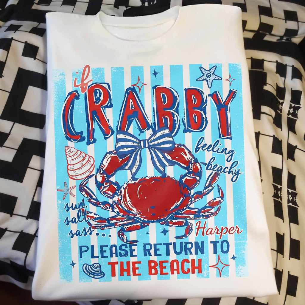 Personalized Beachy Crab T-Shirt Custom Gift for Her Shirt GradoCreations