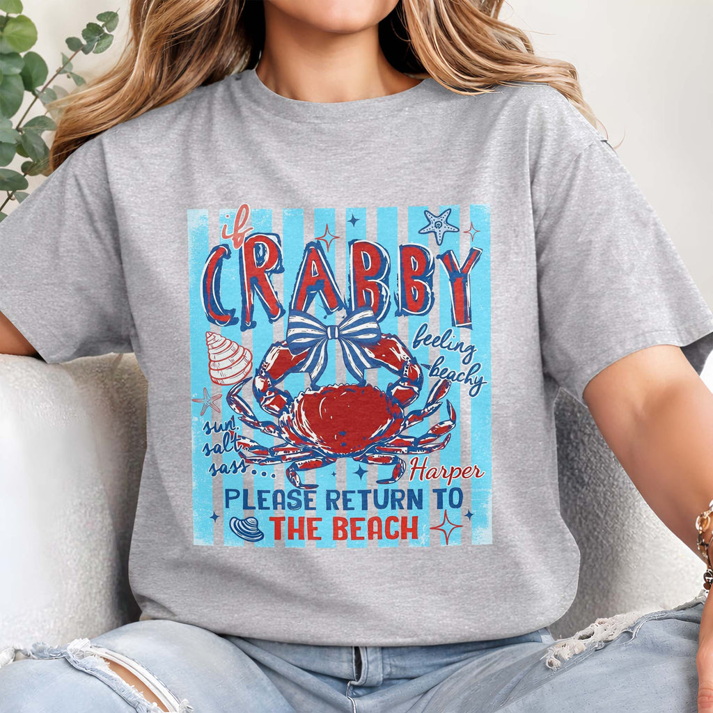 Personalized Beachy Crab T-Shirt Custom Gift for Her Shirt GradoCreations