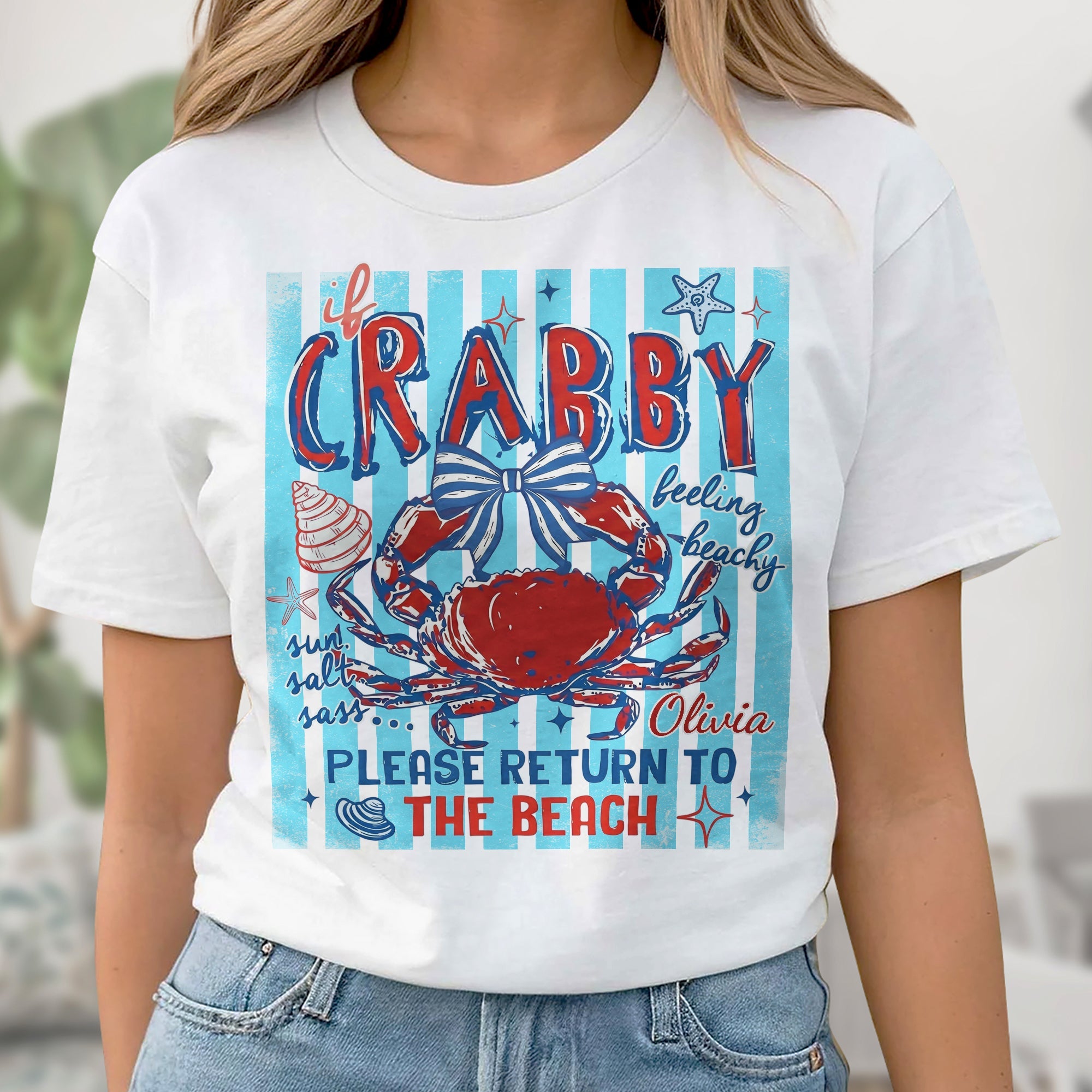 Personalized Beachy Crab T-Shirt Custom Gift for Her Shirt GradoCreations