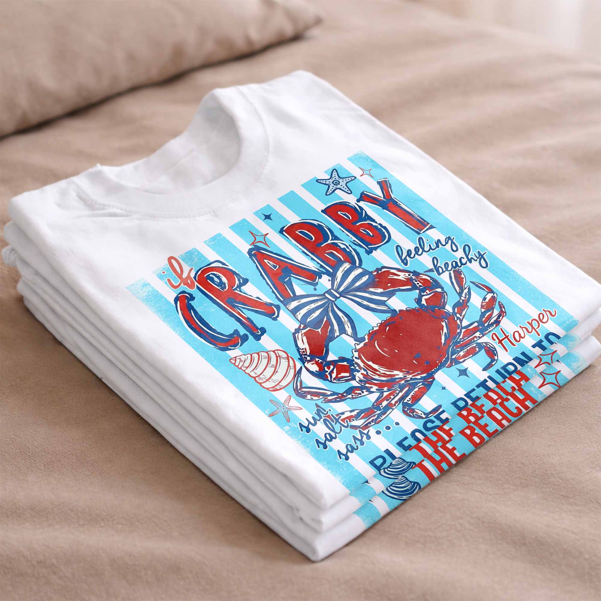 Personalized Beachy Crab T-Shirt Custom Gift for Her Shirt GradoCreations
