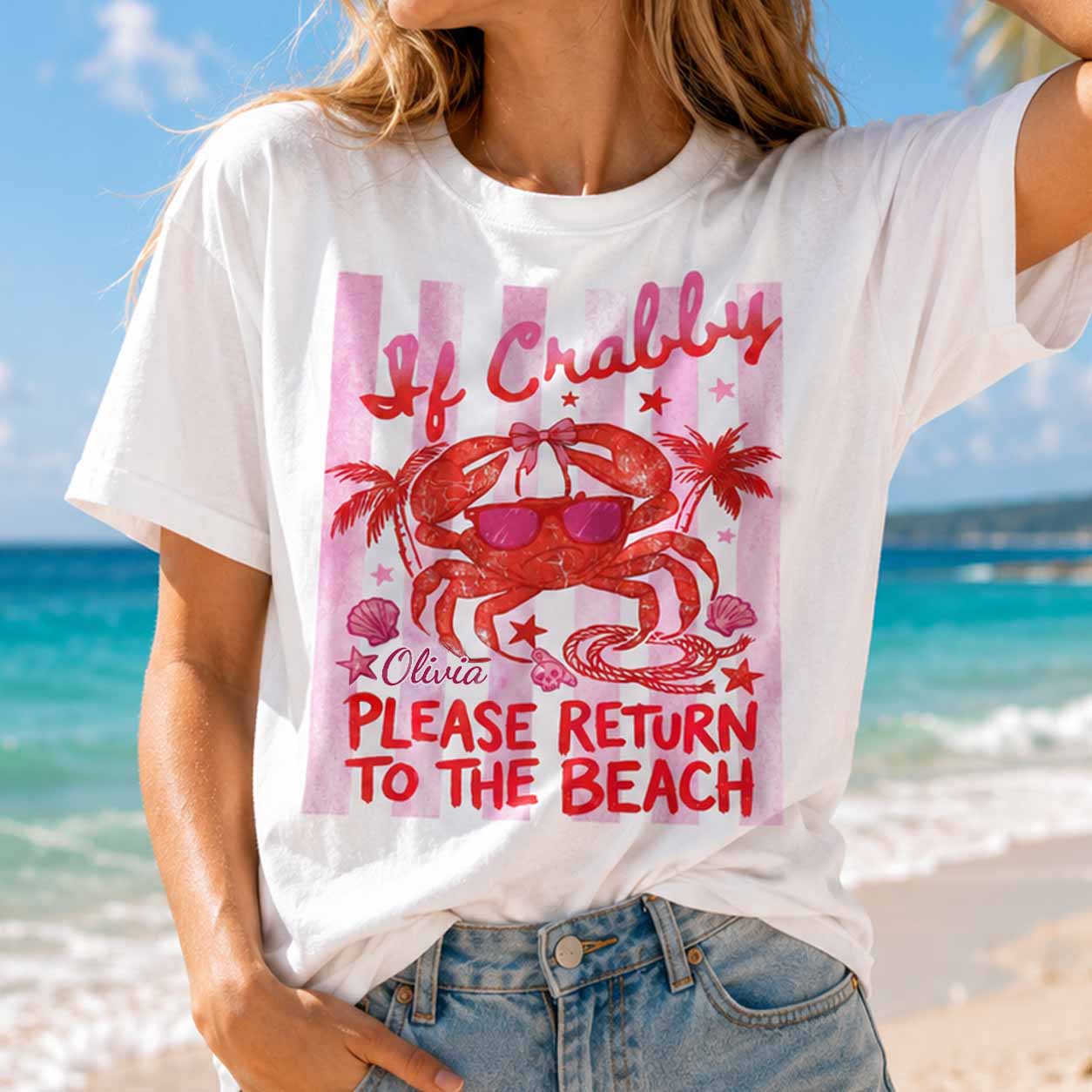 Personalized Beach Lover T-shirt Custom Crab Design Gift Shirt GradoCreations