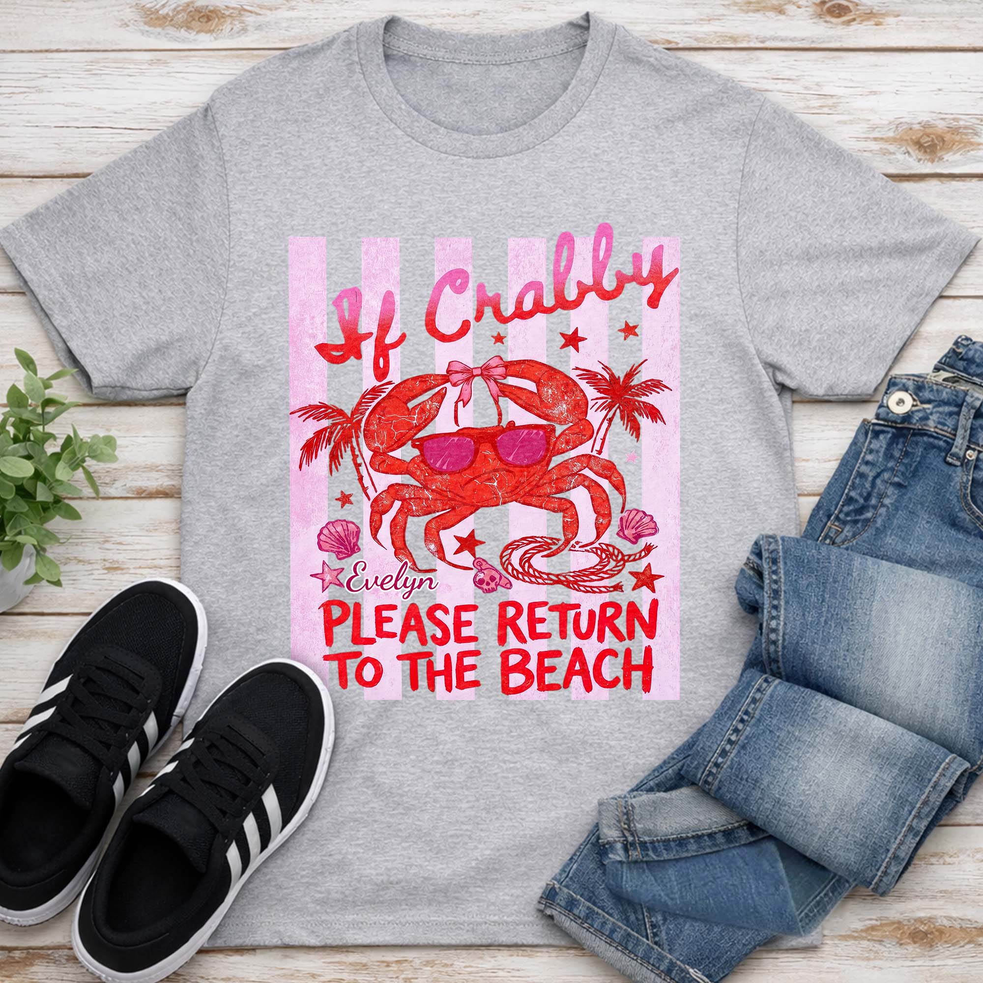 Personalized Beach Lover T-shirt Custom Crab Design Gift Shirt GradoCreations