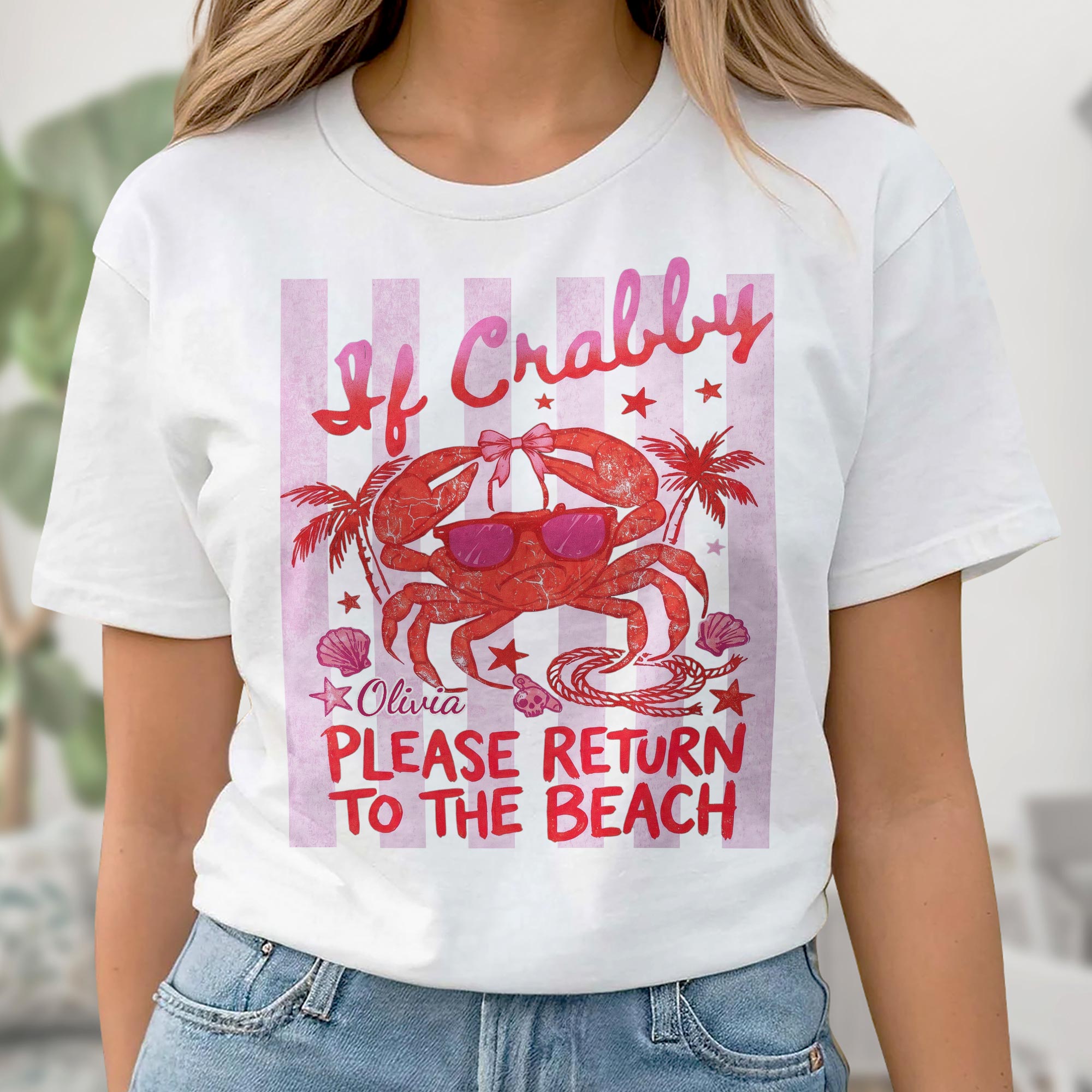 Personalized Beach Lover T-shirt Custom Crab Design Gift Shirt GradoCreations
