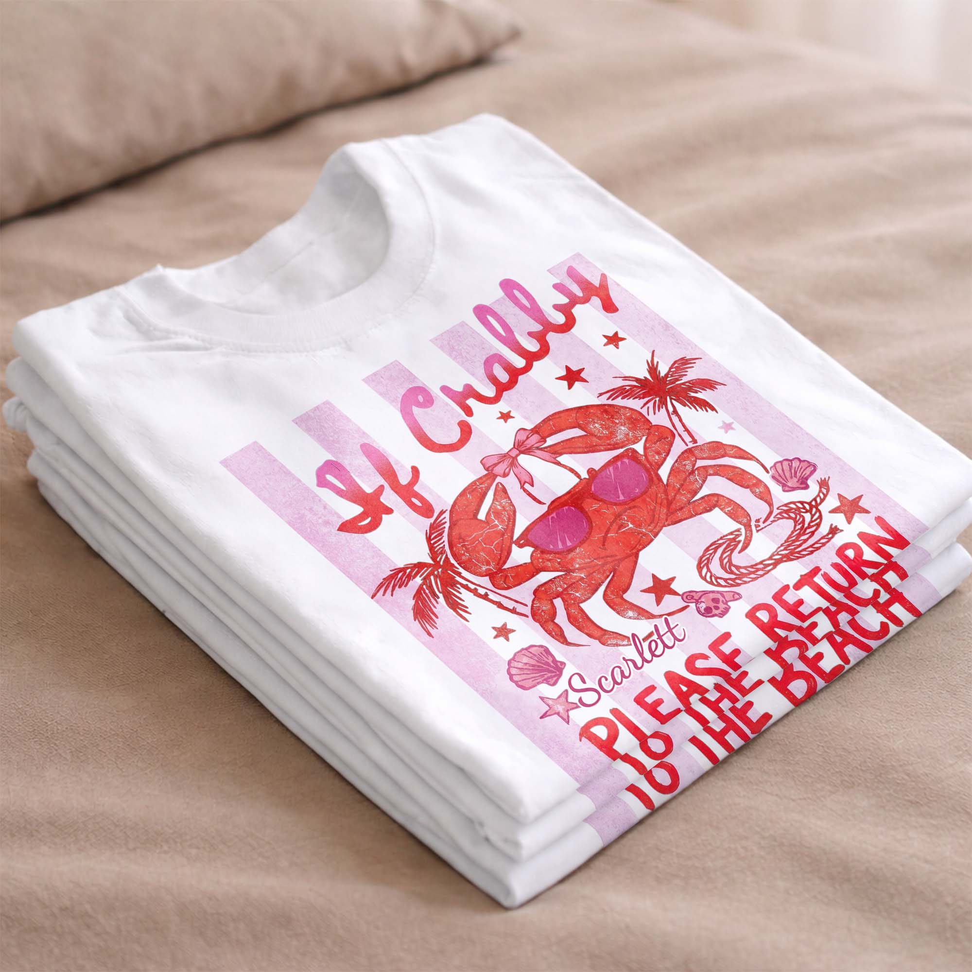 Personalized Beach Lover T-shirt Custom Crab Design Gift Shirt GradoCreations