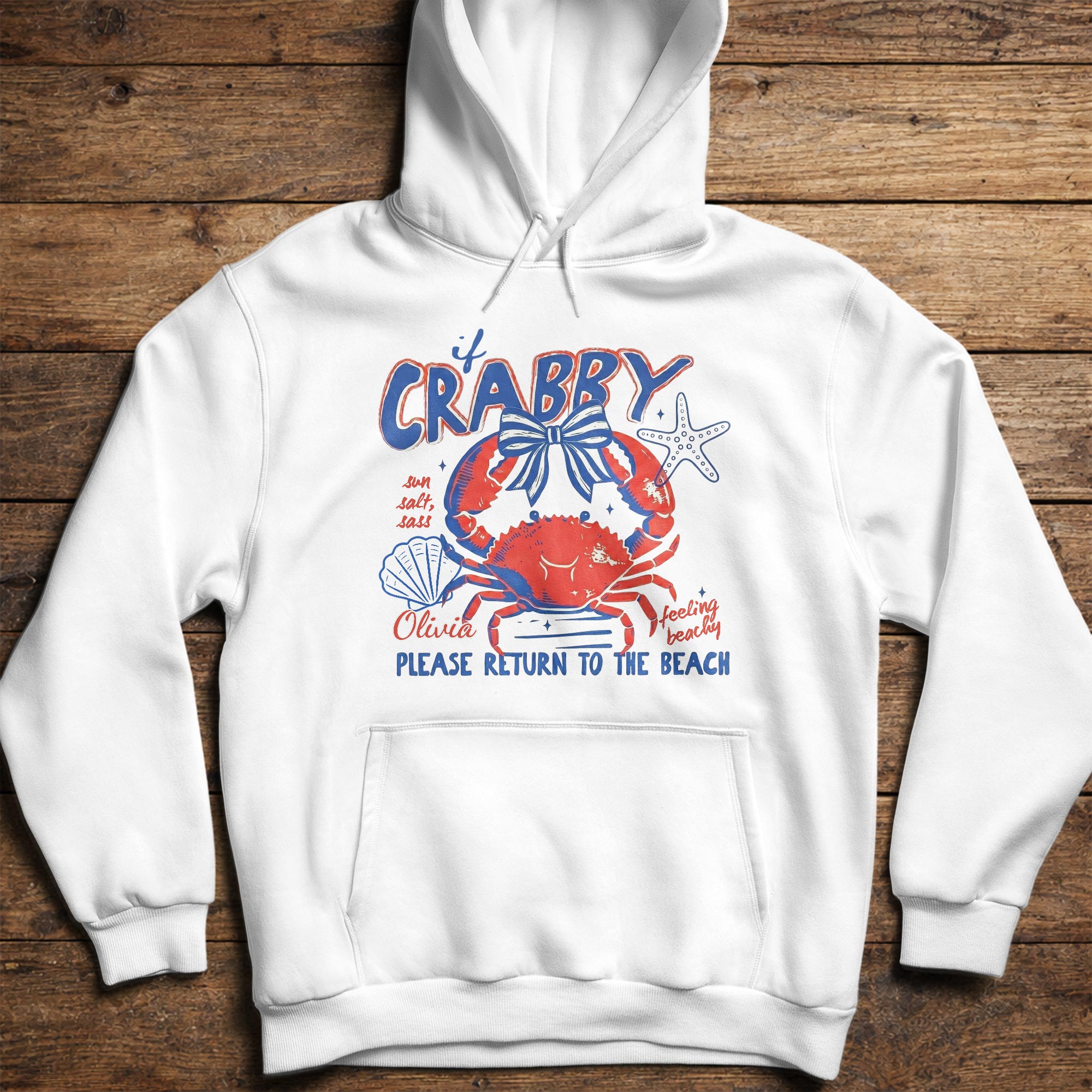 Personalized Beach Lover T-shirt Custom Crab Bow Gift for Her Shirt GradoCreations