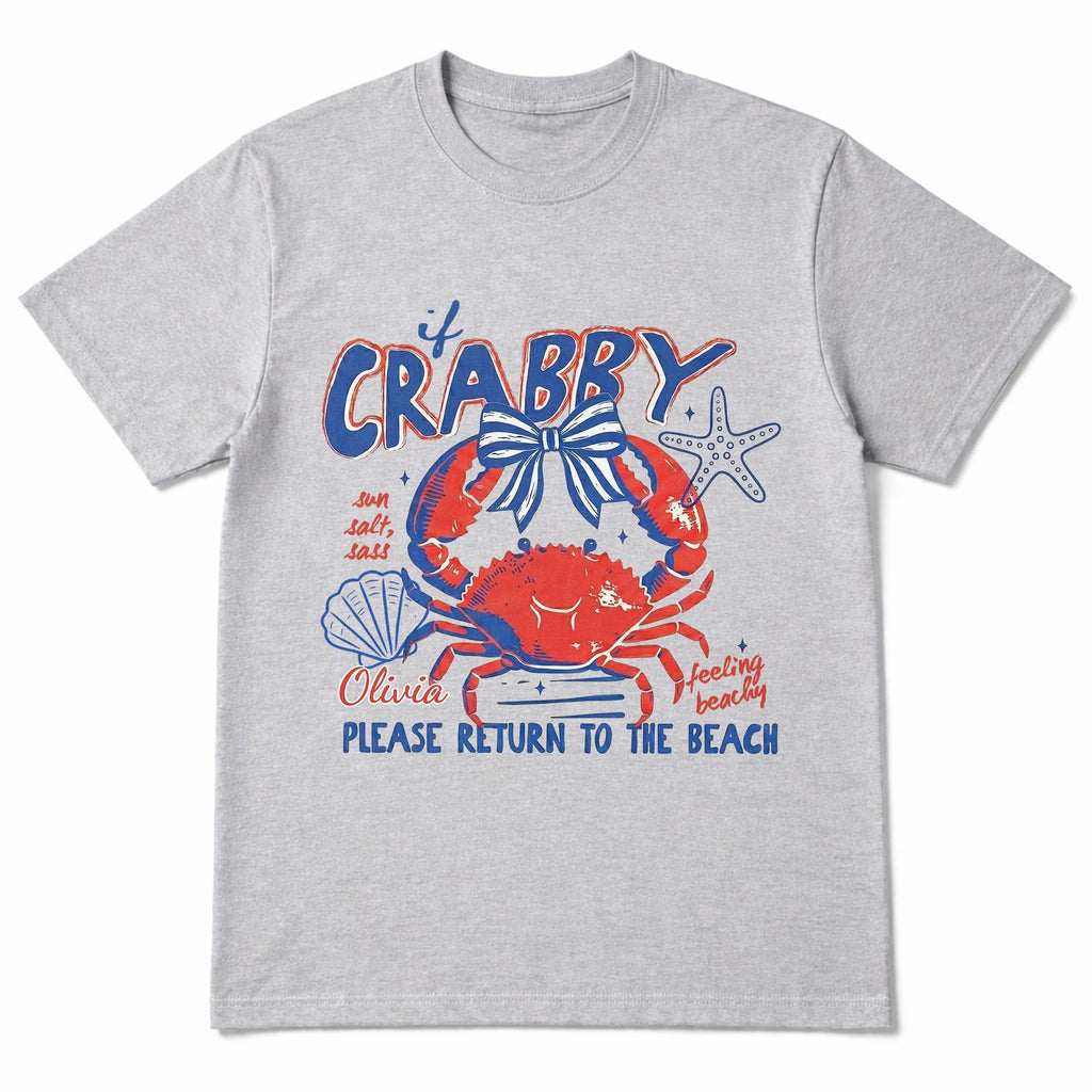 Personalized Beach Lover T-shirt Custom Crab Bow Gift for Her Shirt GradoCreations
