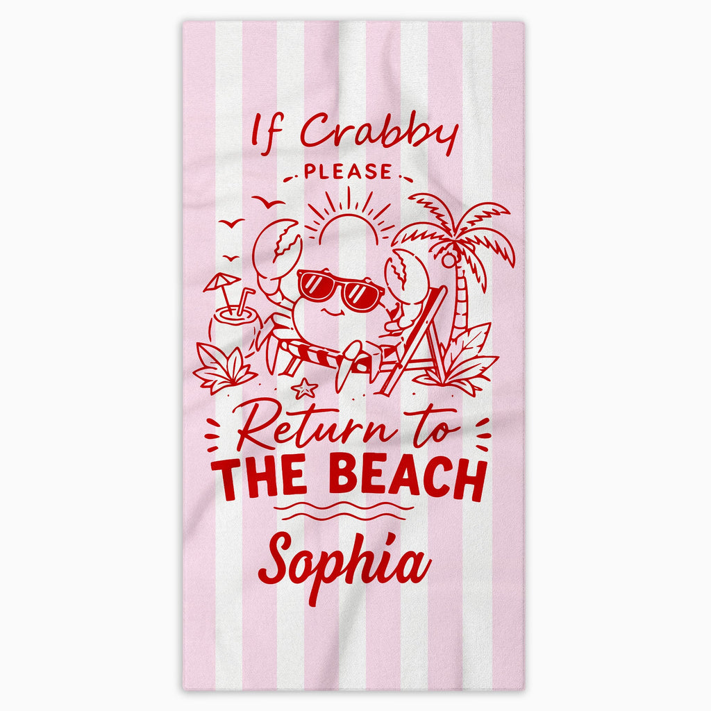 Personalized Microfiber Beach Towel Cute Crab Design Gift Beach Towels GradoCreations