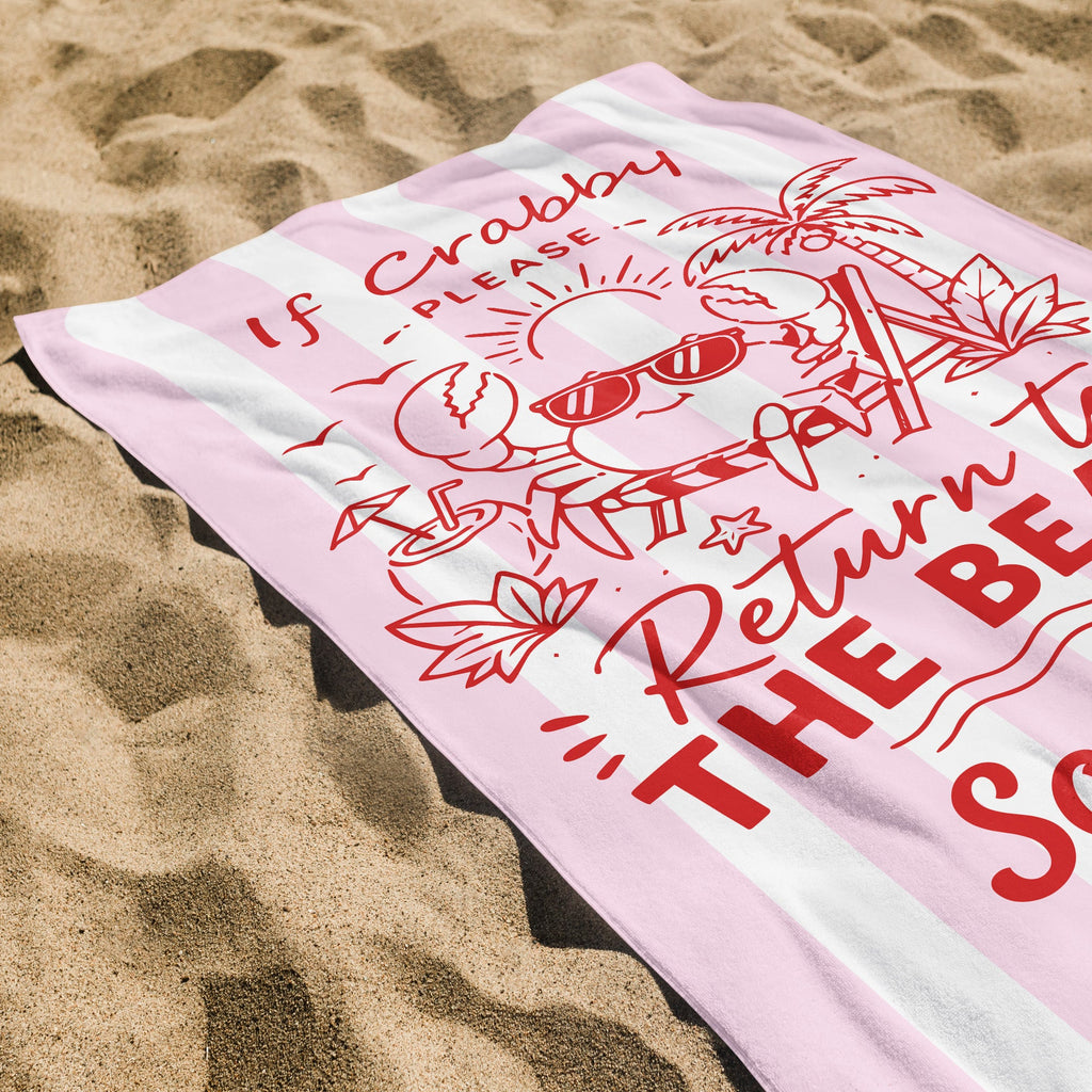 Personalized Microfiber Beach Towel Cute Crab Design Gift Beach Towels GradoCreations
