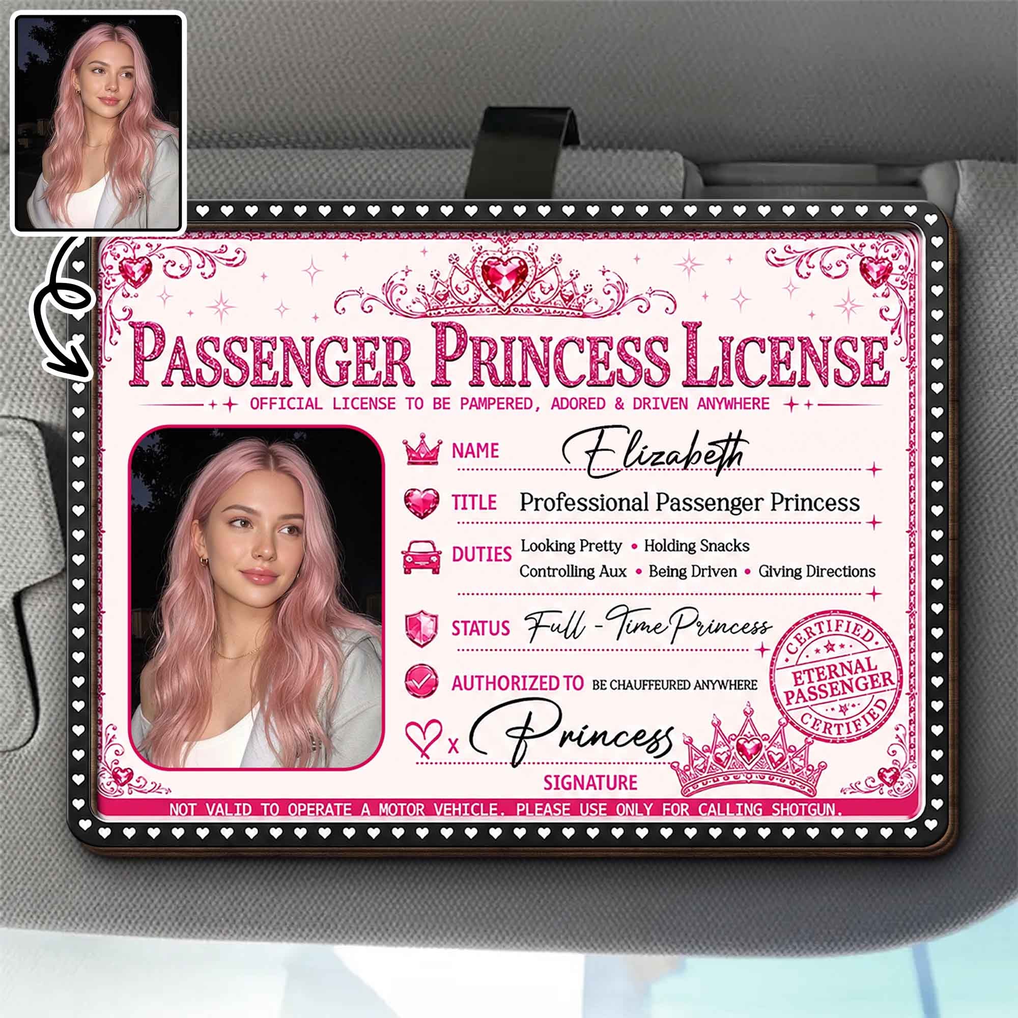 Personalized Car Visor Clip Custom Photo Crown Gift for Her Car Visor Clip GradoCreations