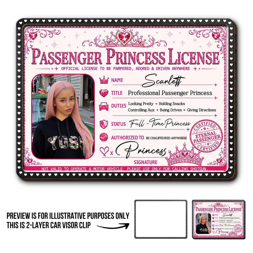 Personalized Car Visor Clip Custom Photo Crown Gift for Her Car Visor Clip GradoCreations