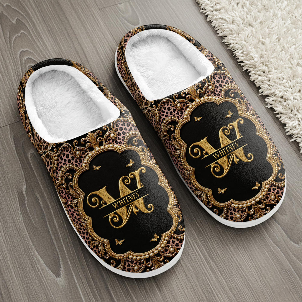 Personalized Leopard Pattern Slippers Custom Name Gift for Her
