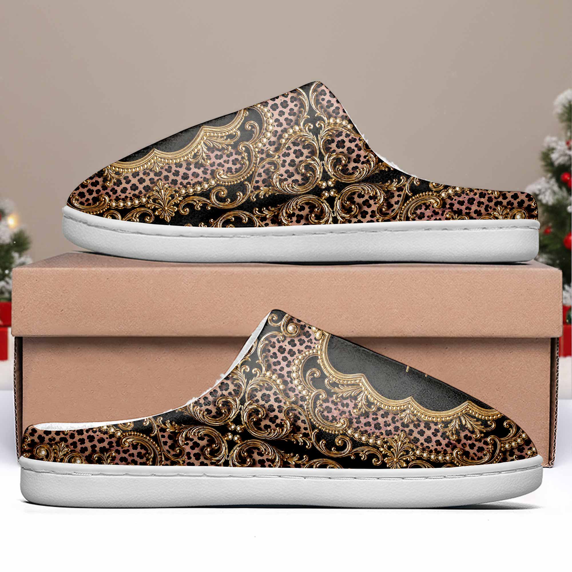 Personalized Leopard Pattern Slippers Custom Name Gift for Her