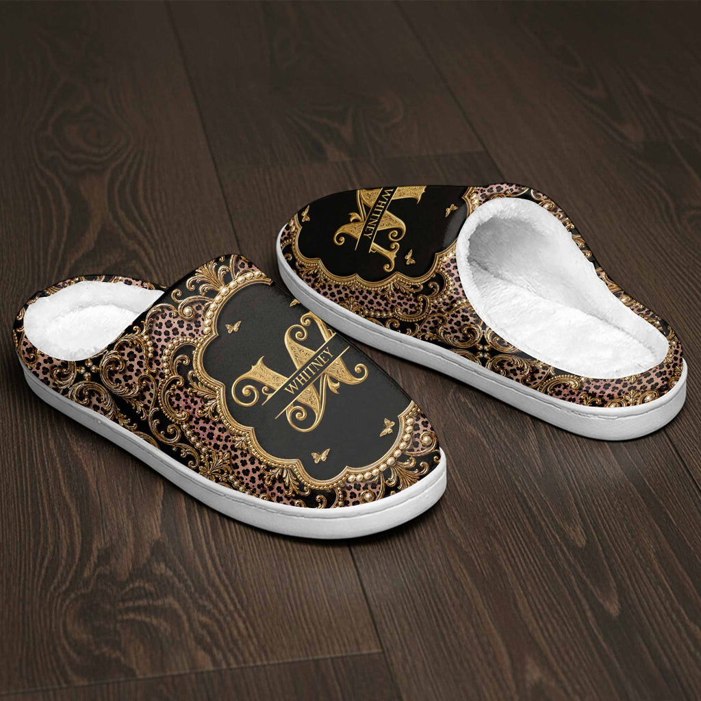 Personalized Leopard Pattern Slippers Custom Name Gift for Her