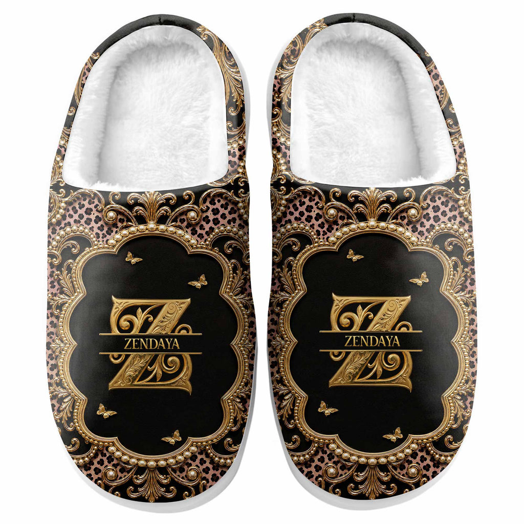 Personalized Leopard Pattern Slippers Custom Name Gift for Her