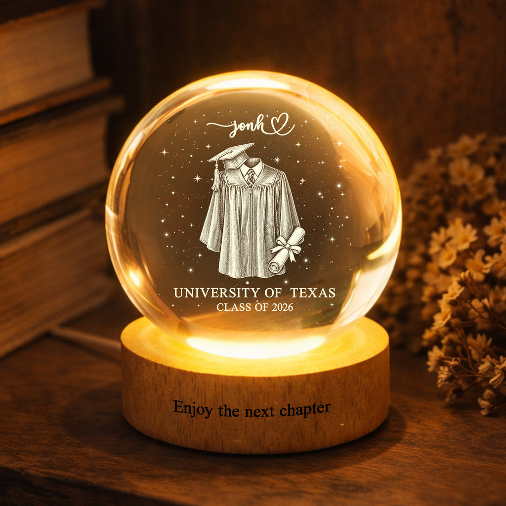 Personalized Crystal Globe Lamp Graduation Gift for Class of 2026
