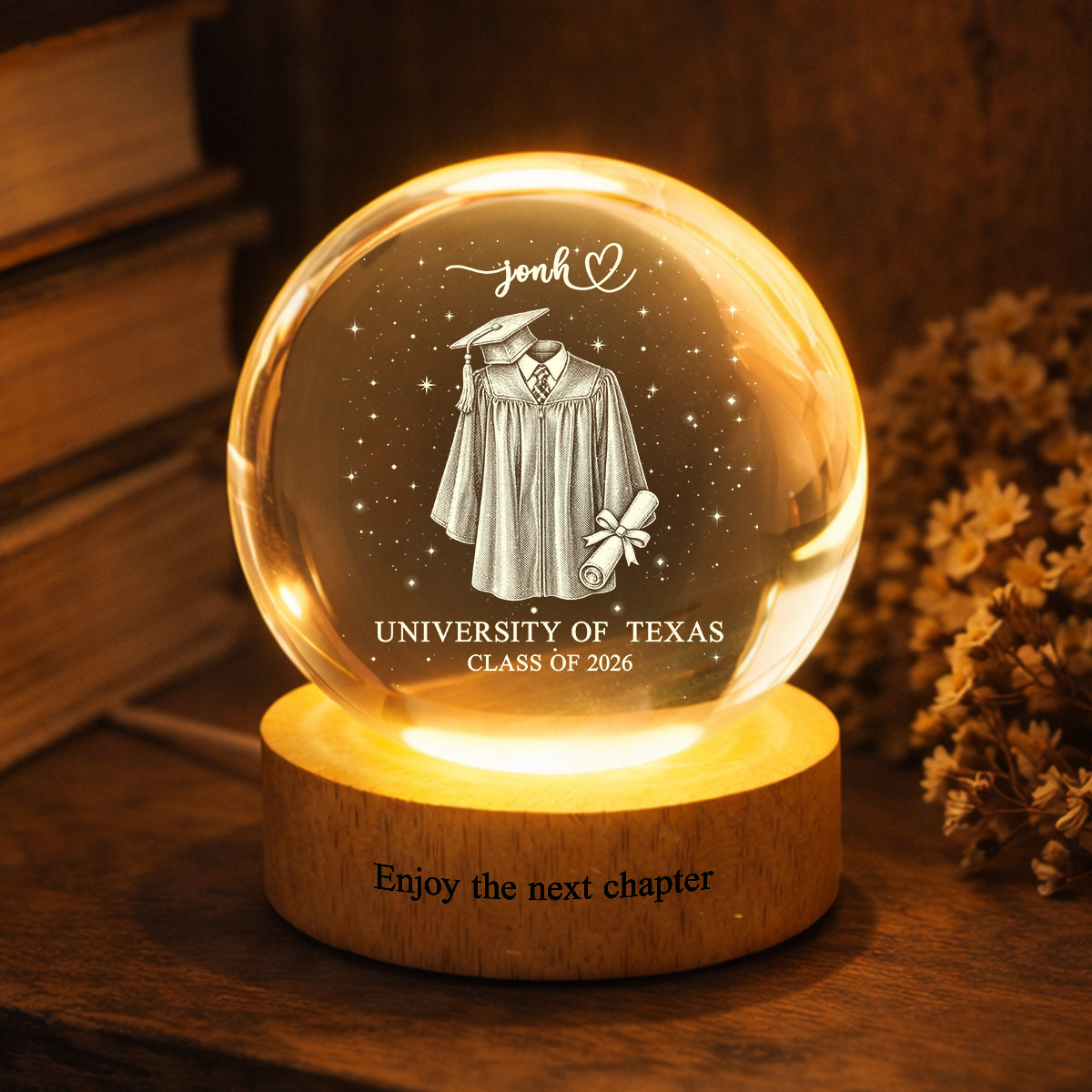 Personalized Crystal Globe Lamp Graduation Gift for Class of 2026