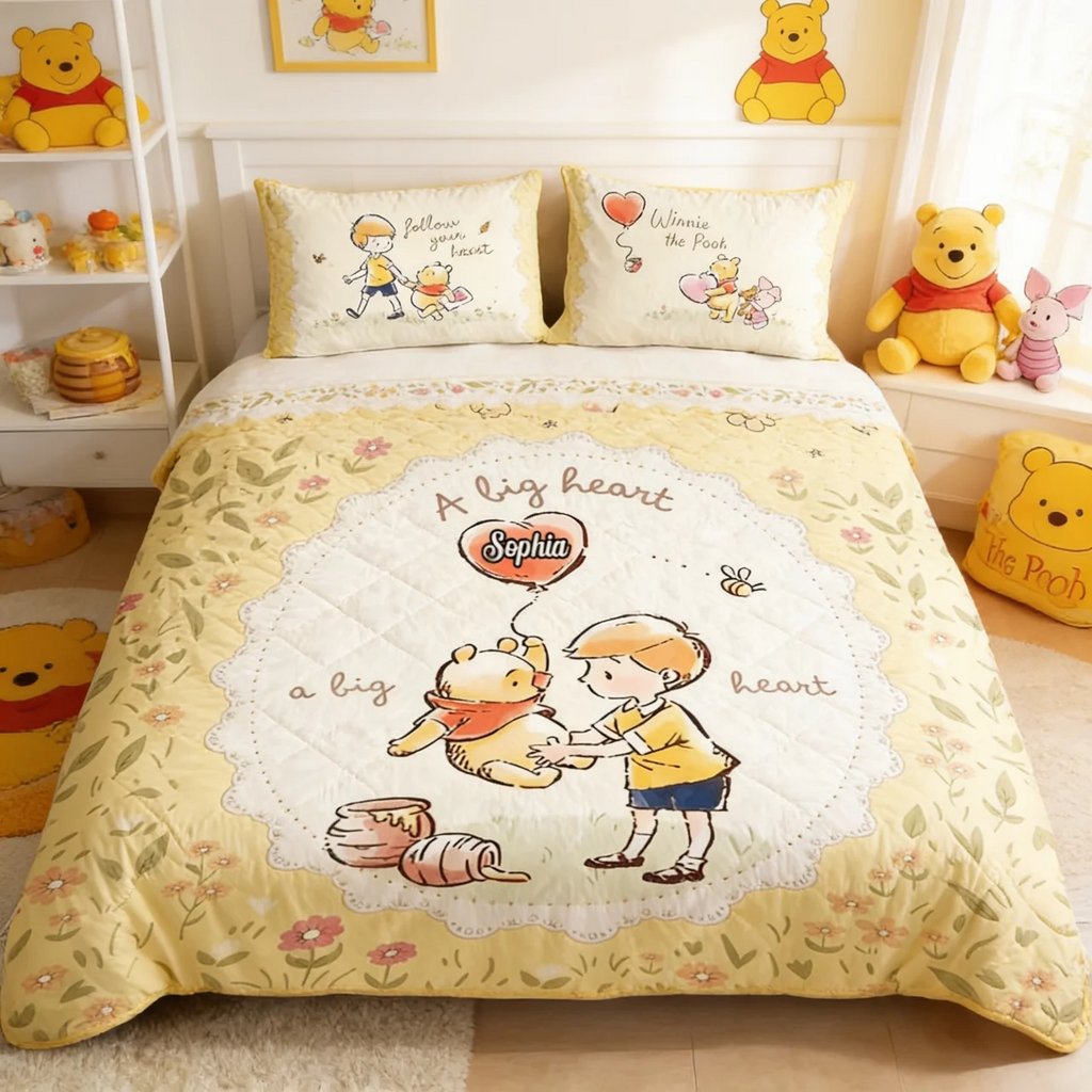 Personalized Quilted Bedding Set Custom Name Gift for Kids Quilted Bedding Set GradoCreations