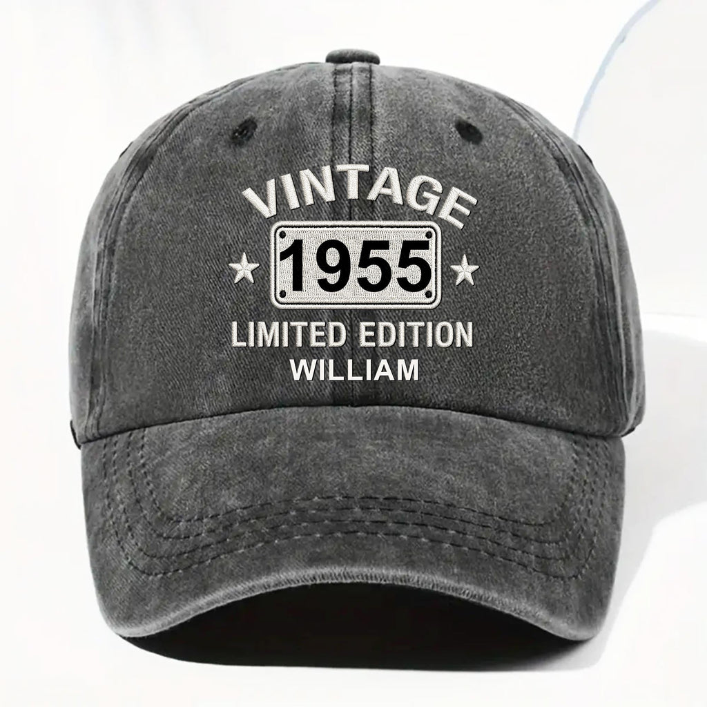 Personalized Washed Denim Cap Custom Name Gift for Dad Washed Denim Cap GradoCreations
