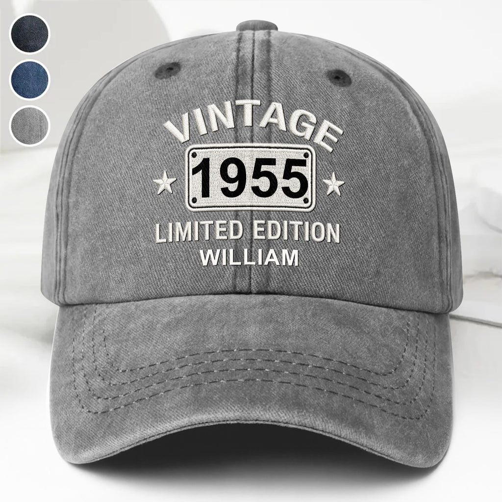 Personalized Washed Denim Cap Custom Name Gift for Dad Washed Denim Cap GradoCreations