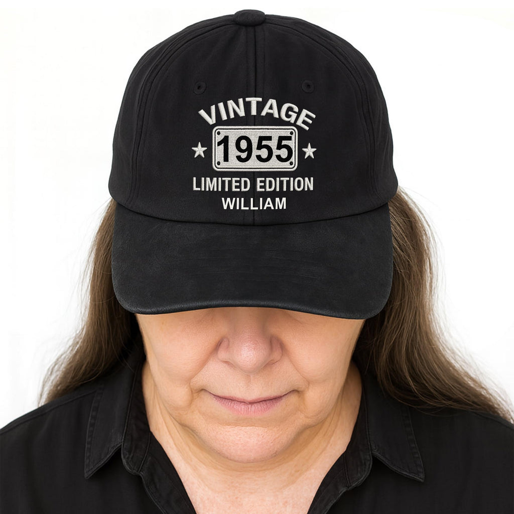 Personalized Washed Denim Cap Custom Name Gift for Dad Washed Denim Cap GradoCreations