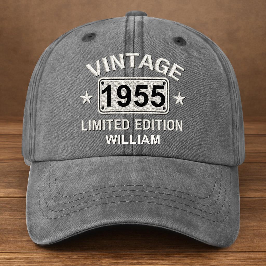 Personalized Washed Denim Cap Custom Name Gift for Dad Washed Denim Cap GradoCreations